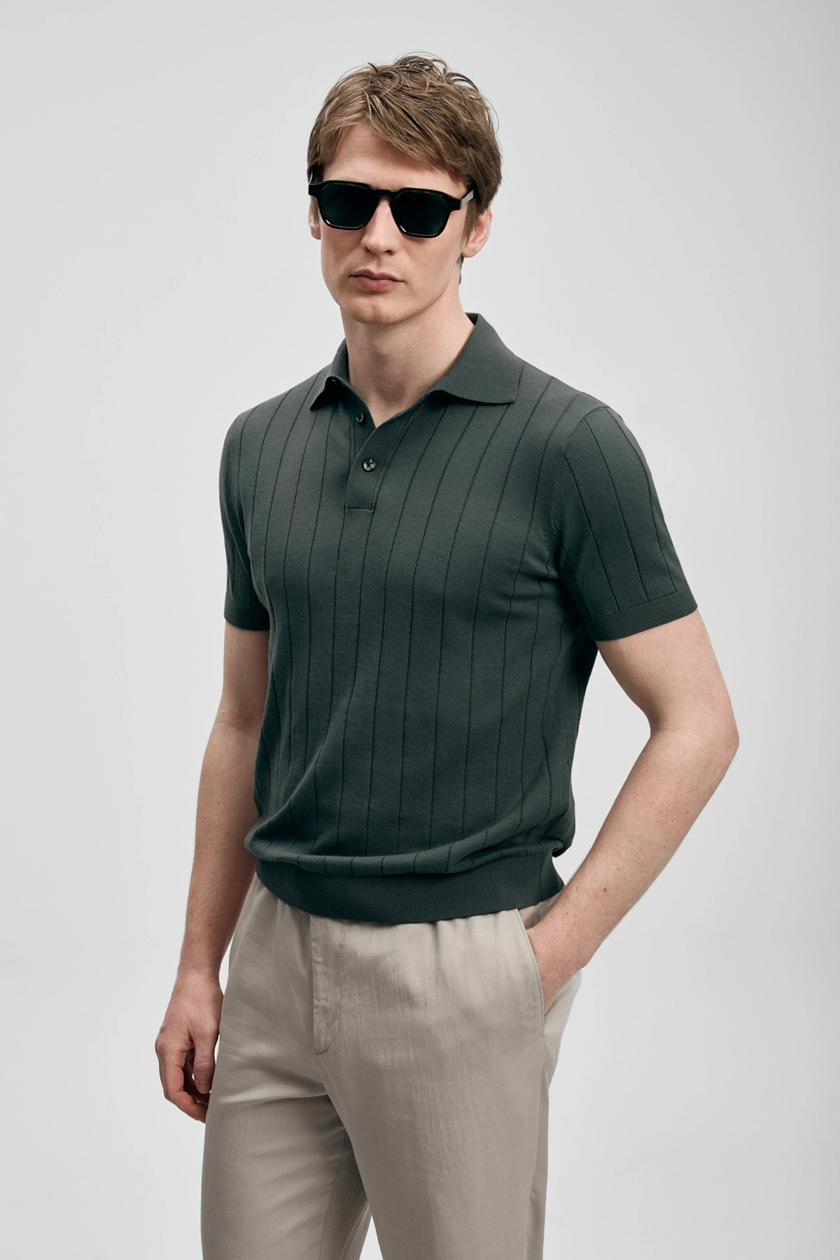 Lufian Bold Erkek Pamuklu Kazak Nefti Yeşil