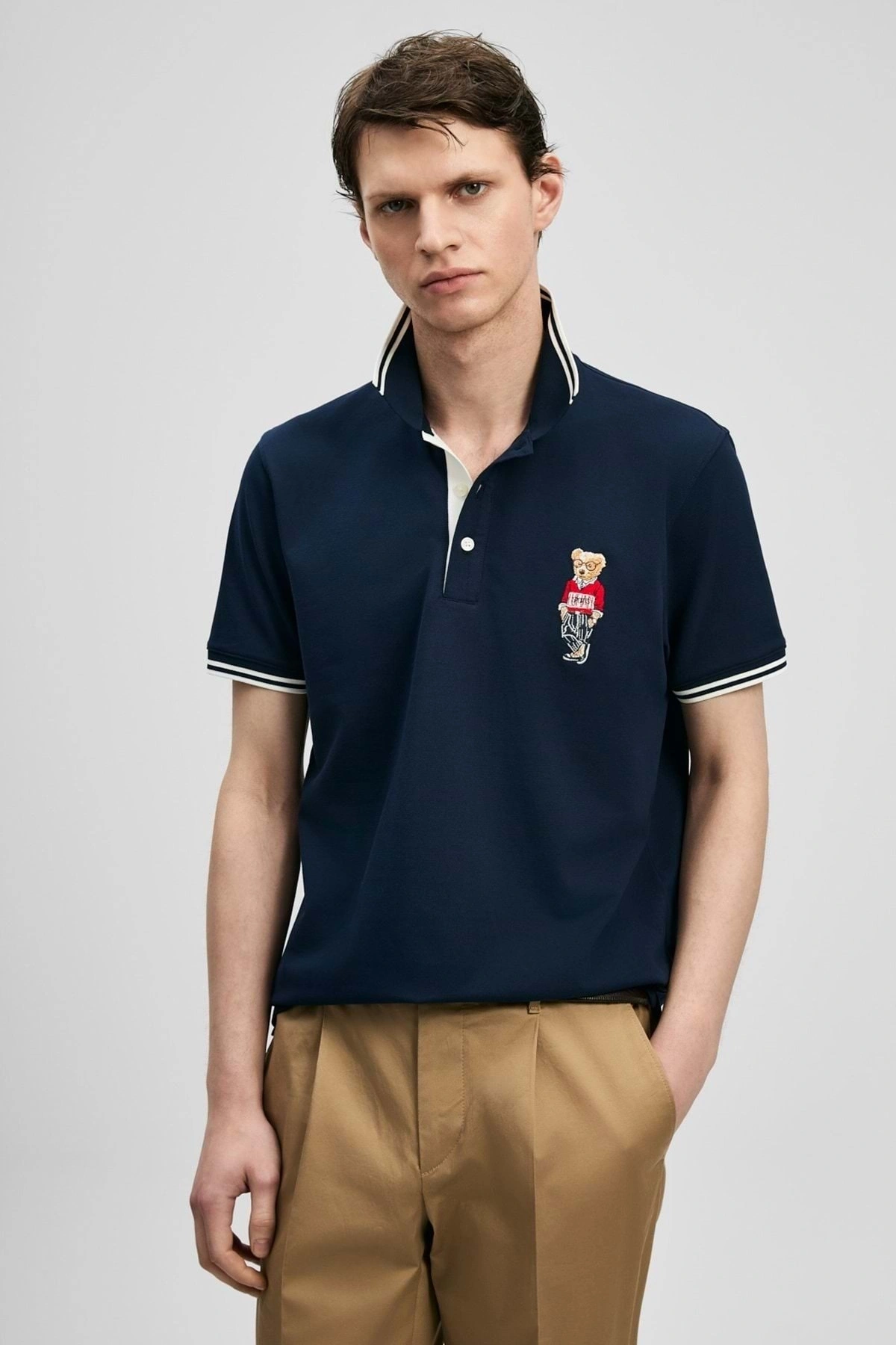 Lufian Brady Smart Erkek Polo Yaka Tişört Erkek Tişort LACİVERT