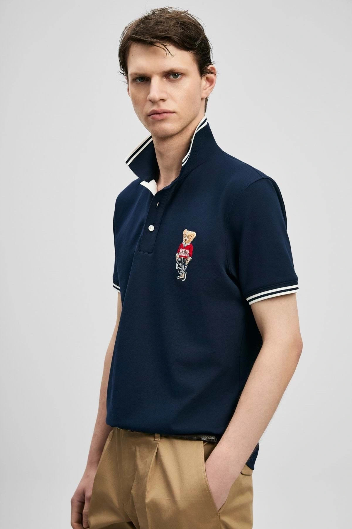 Lufian Brady Smart Erkek Polo Yaka Tişört Erkek Tişort LACİVERT