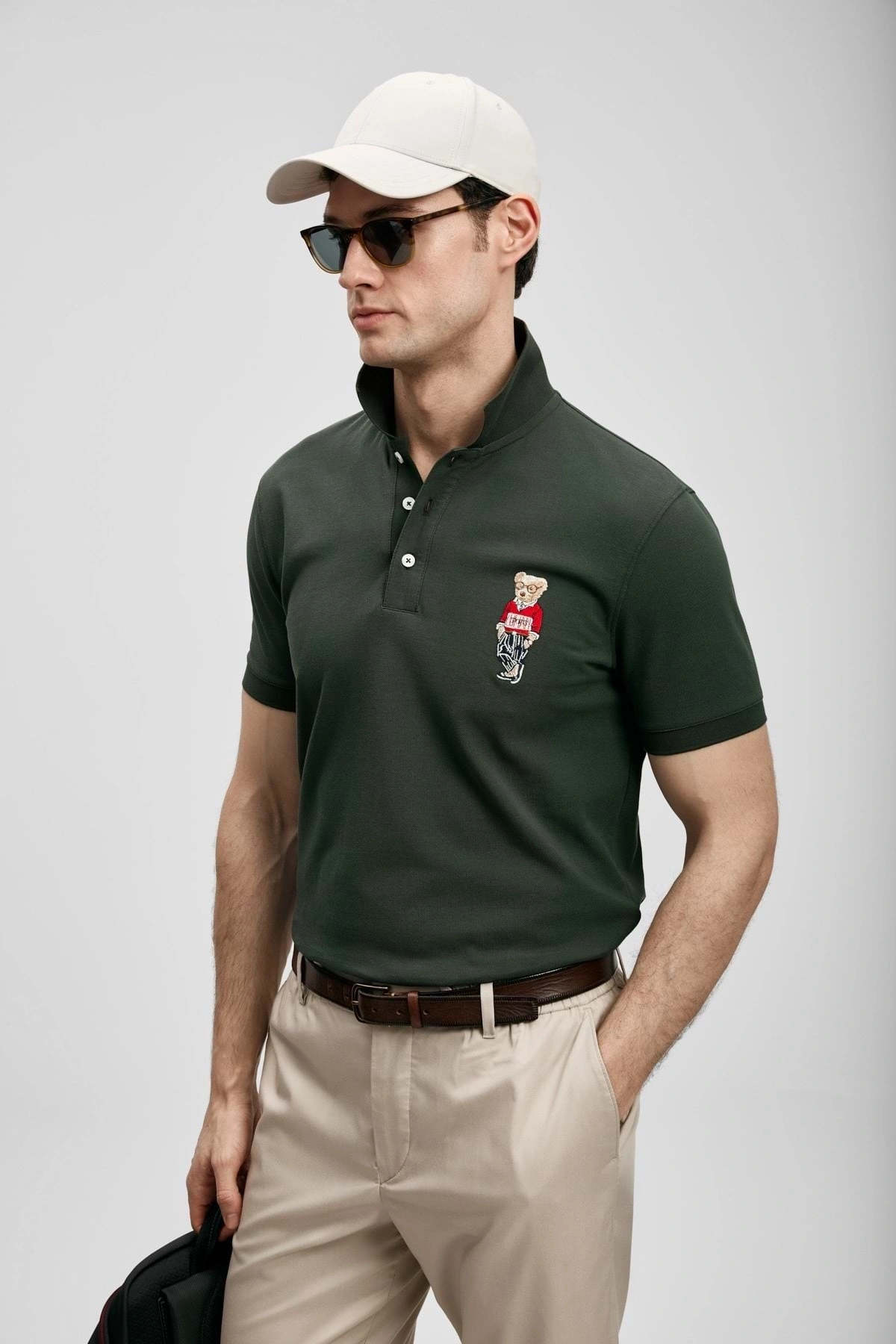 Lufian Brady Smart Erkek Polo Yaka Tişört Erkek Tişort HAKİ