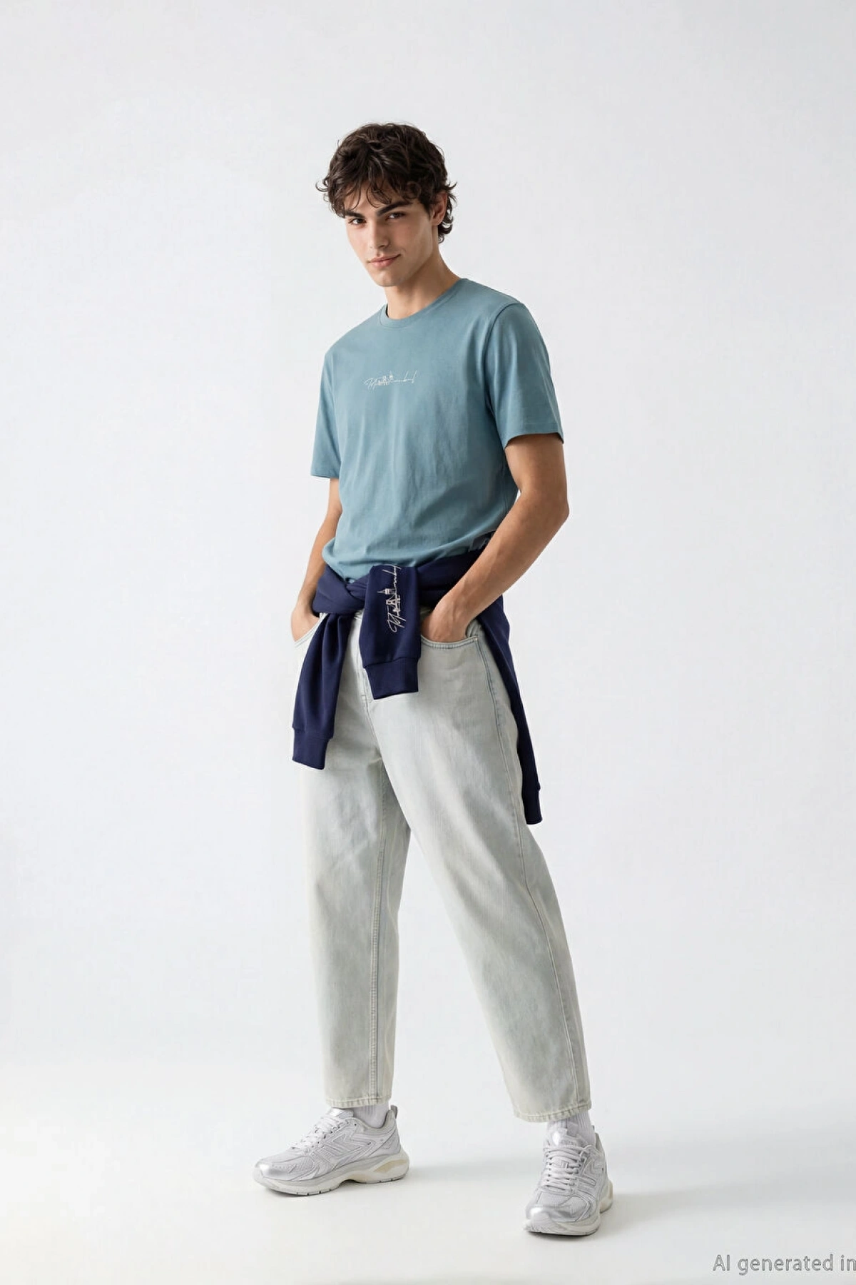 XSIDE Mavi Istanbul Baskılı Bisiklet Yaka Erkek Tişört