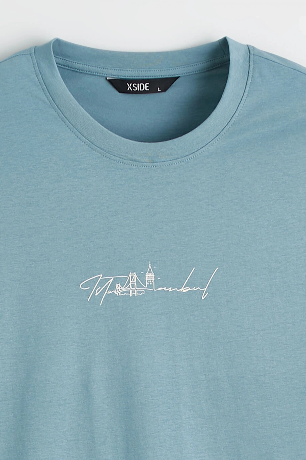 XSIDE Mavi Istanbul Baskılı Bisiklet Yaka Erkek Tişört