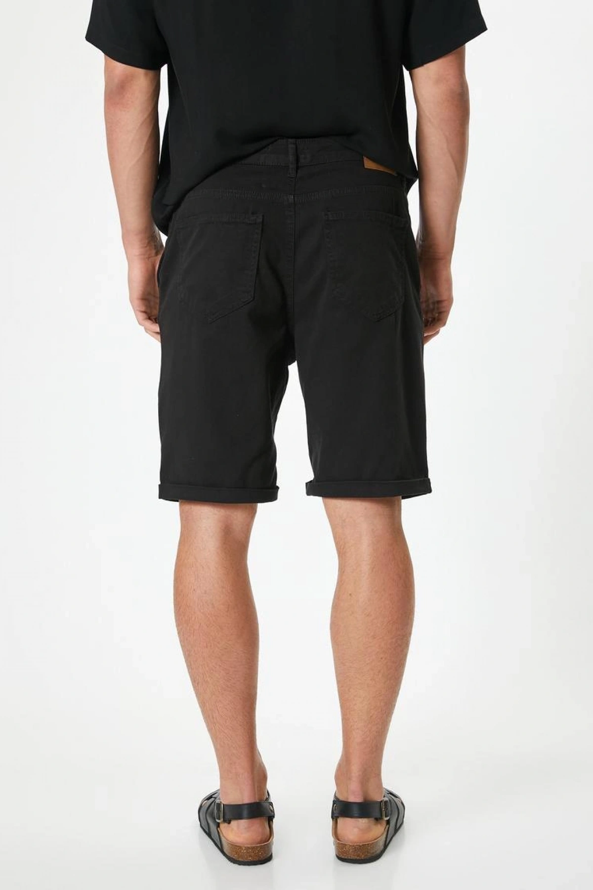 Kumaş Şort Bermuda Chino Slim Fit Düğmeli Cepli Katlı Paça