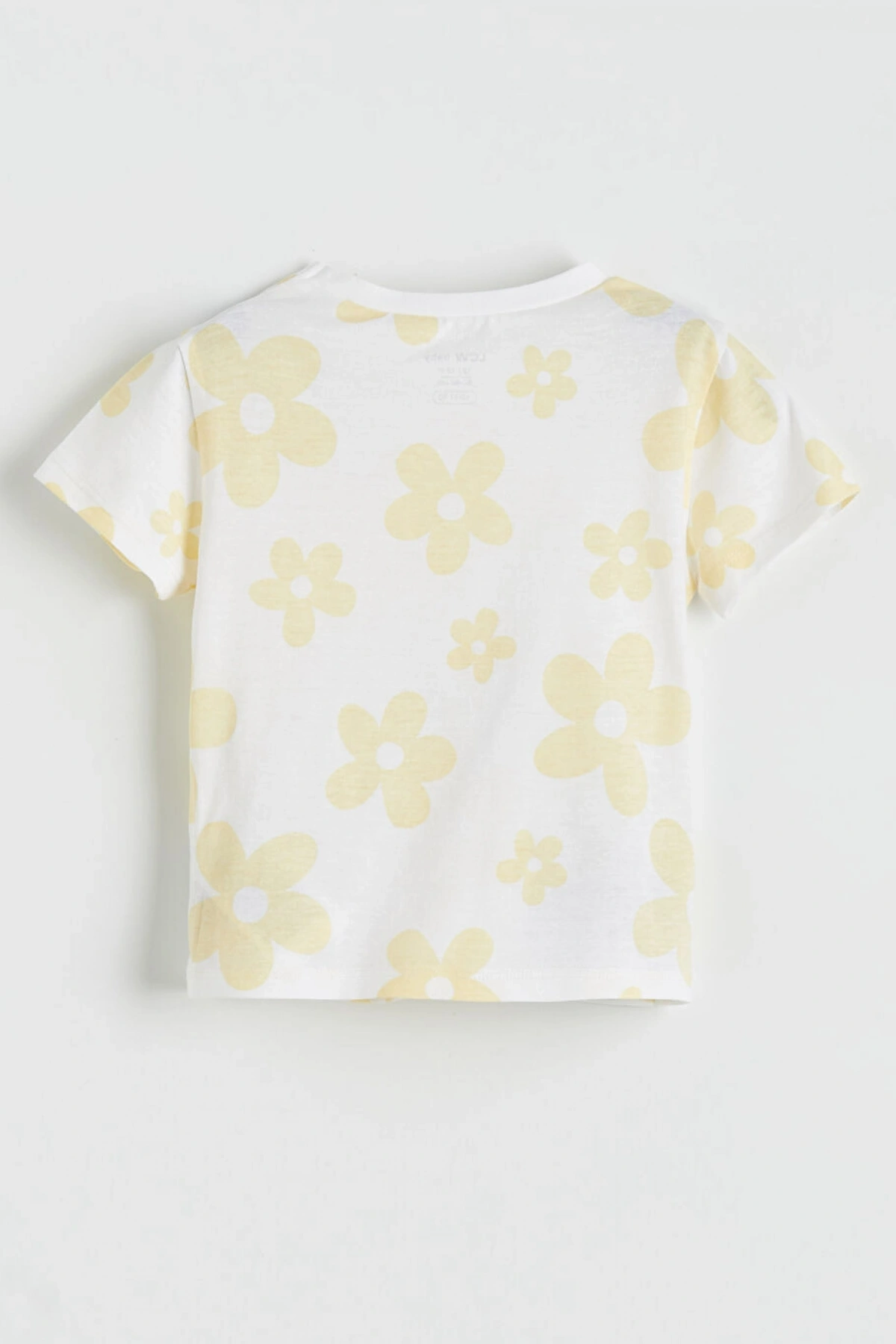 LCW baby Ekru Çiçek Baskılı Kız Bebek Penye Tişört
