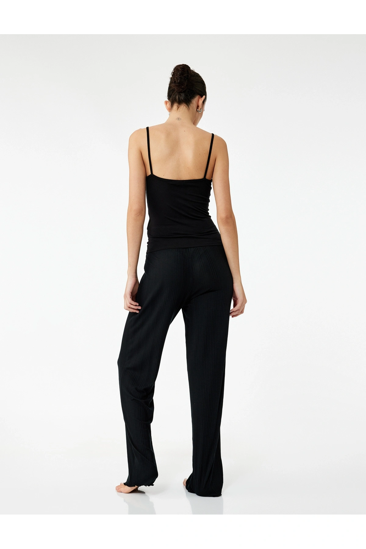 Koton Modal Kumaş Dokulu Düz Bol Paça Pijama Altı