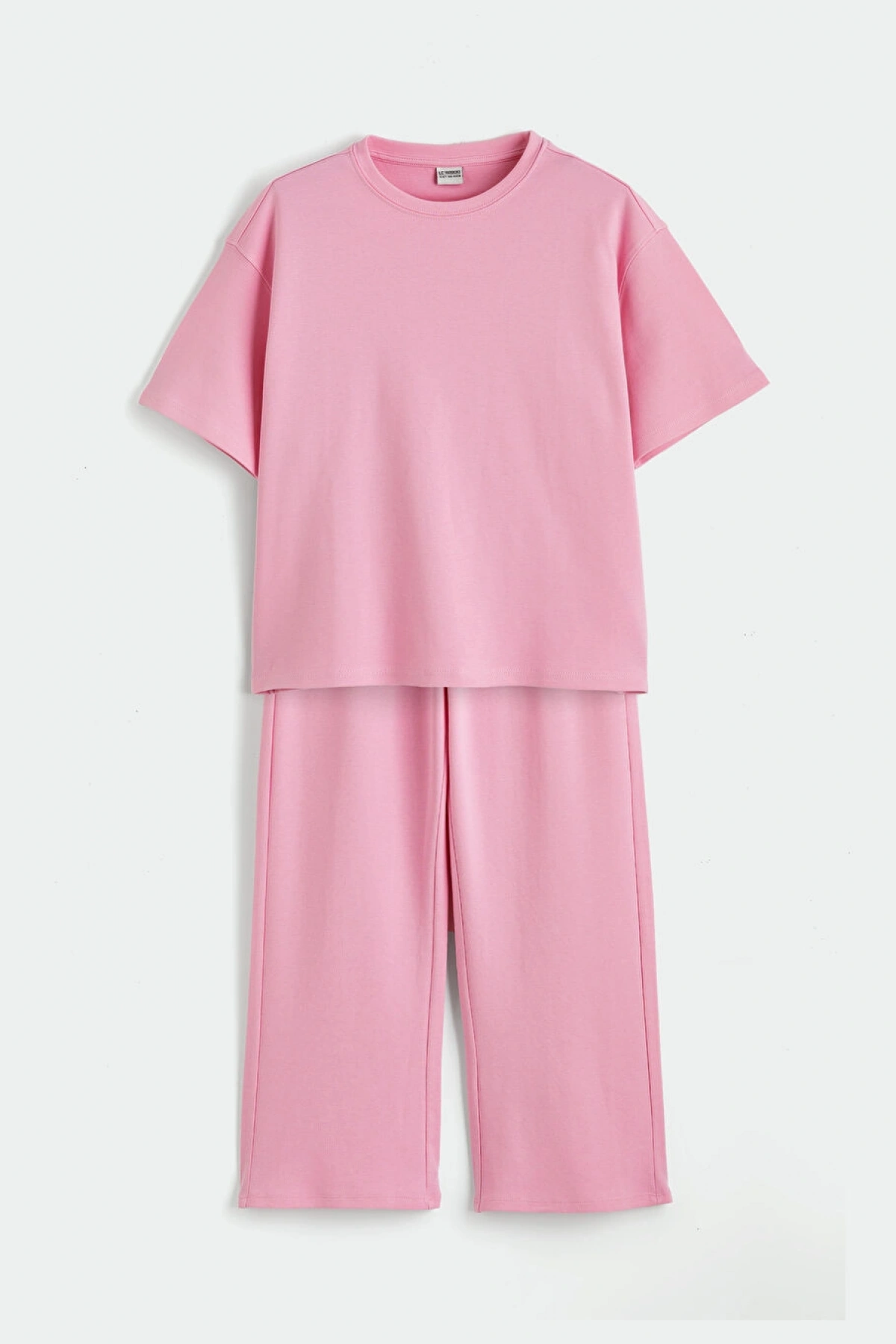 LCW Kids Pembe Bisiklet Yaka Kız Çocuk Tişört Ve Eşofman Altı