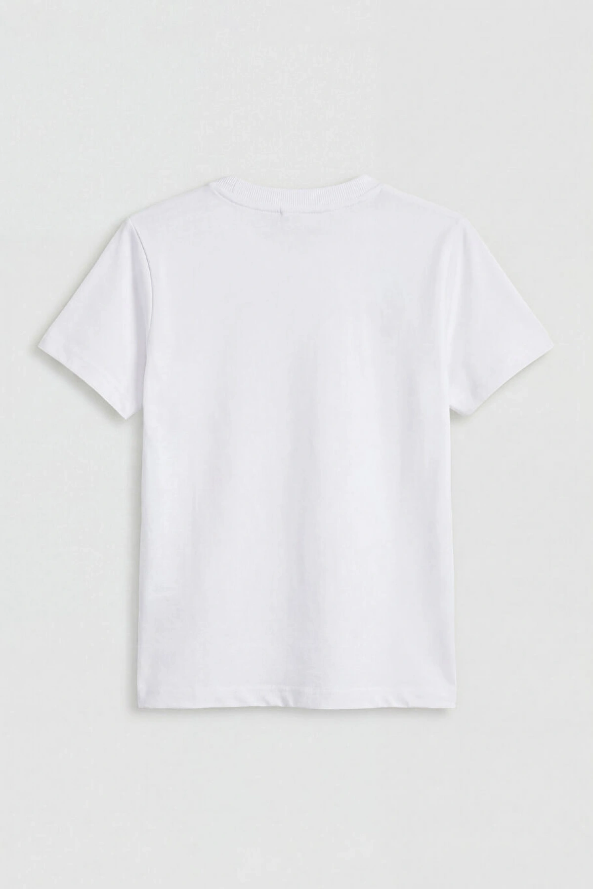 LCW Kids Beyaz Bisiklet Yaka Baskılı Erkek Çocuk Tişört