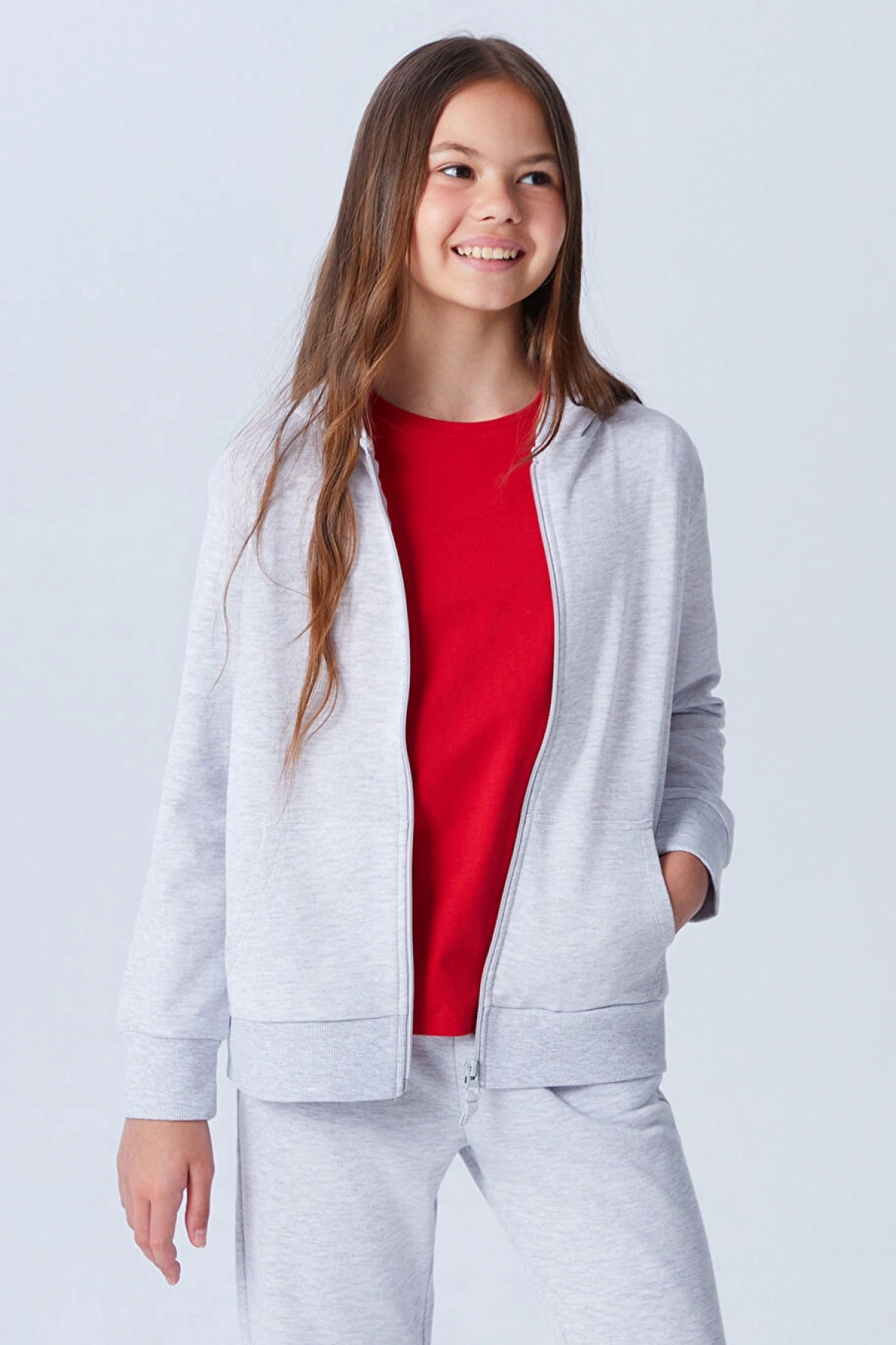 LCW Kids Kırmızı Bisiklet Yaka Düz Penye Kız Çocuk Tişört