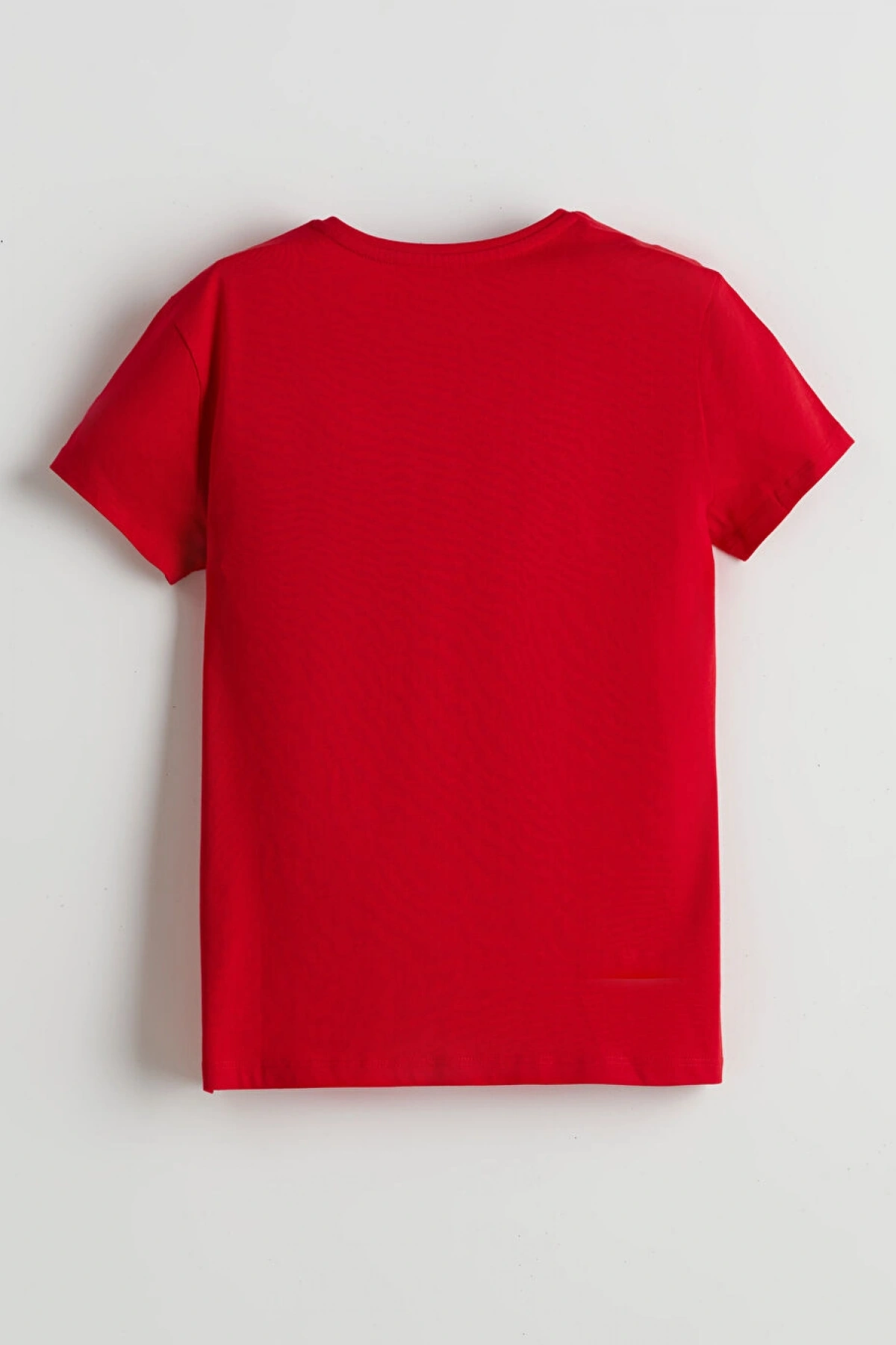 LCW Kids Kırmızı Bisiklet Yaka Düz Penye Kız Çocuk Tişört