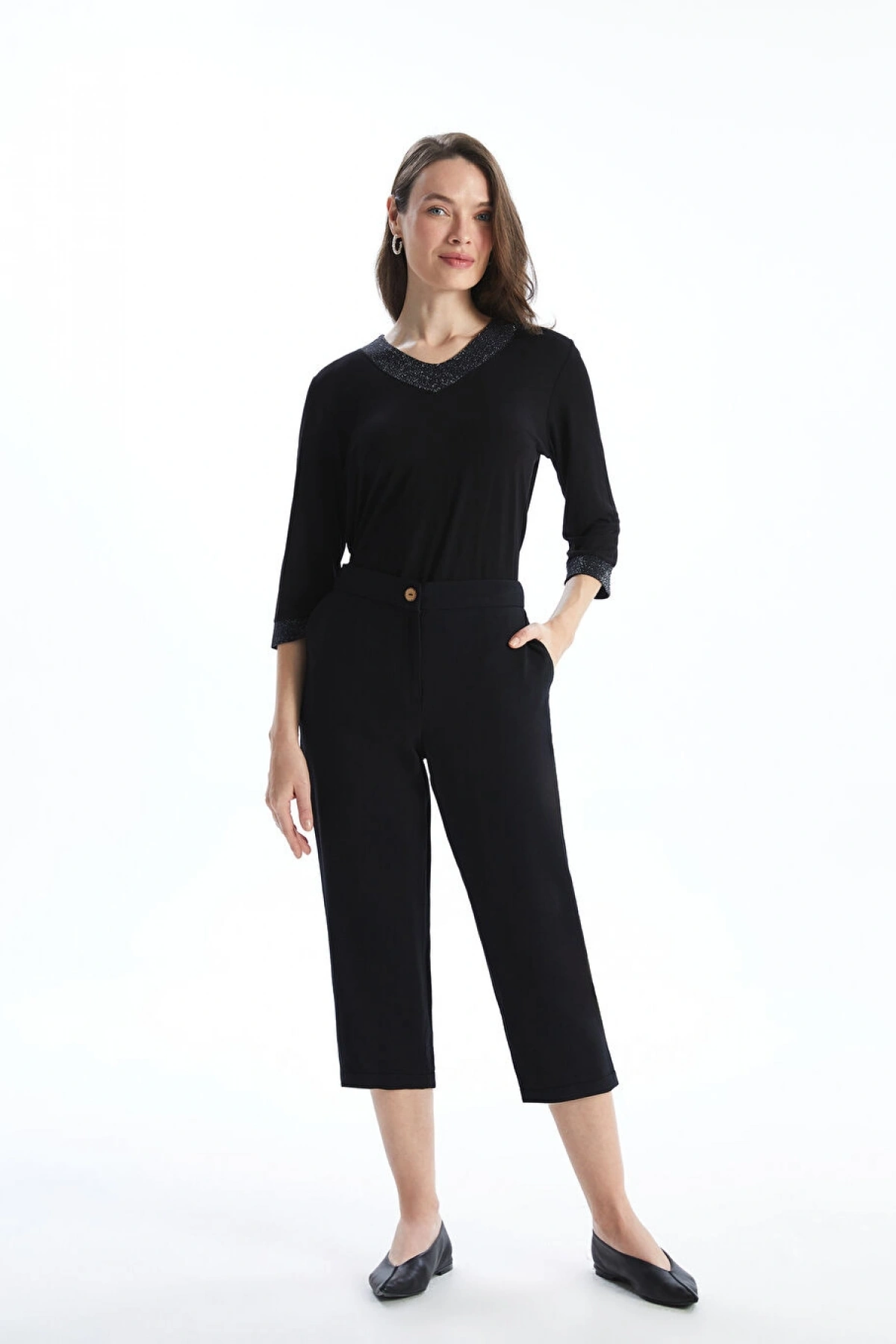 LCW Grace Siyah Beli Lastikli Kadın Kapri