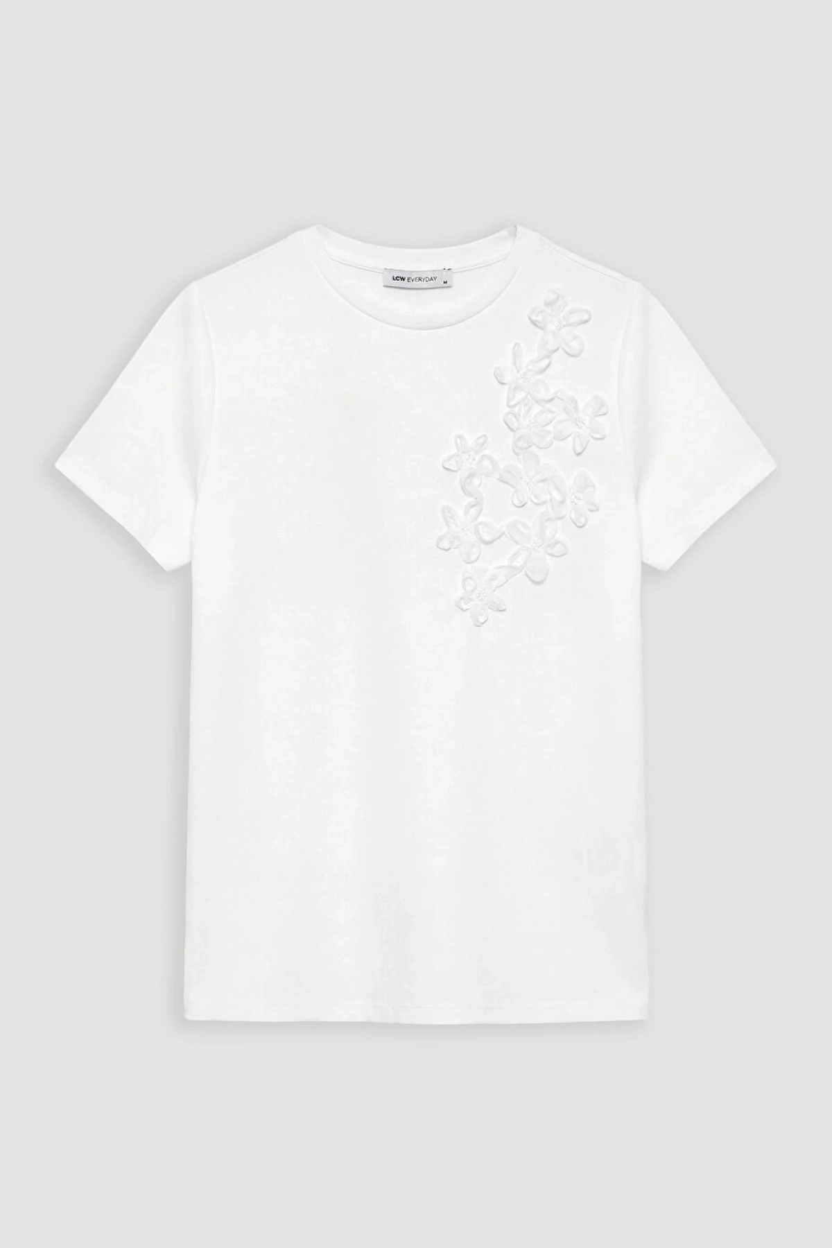 LCW EVERYDAY Ekru Bisiklet Yaka Çiçek Aplikeli Bluz