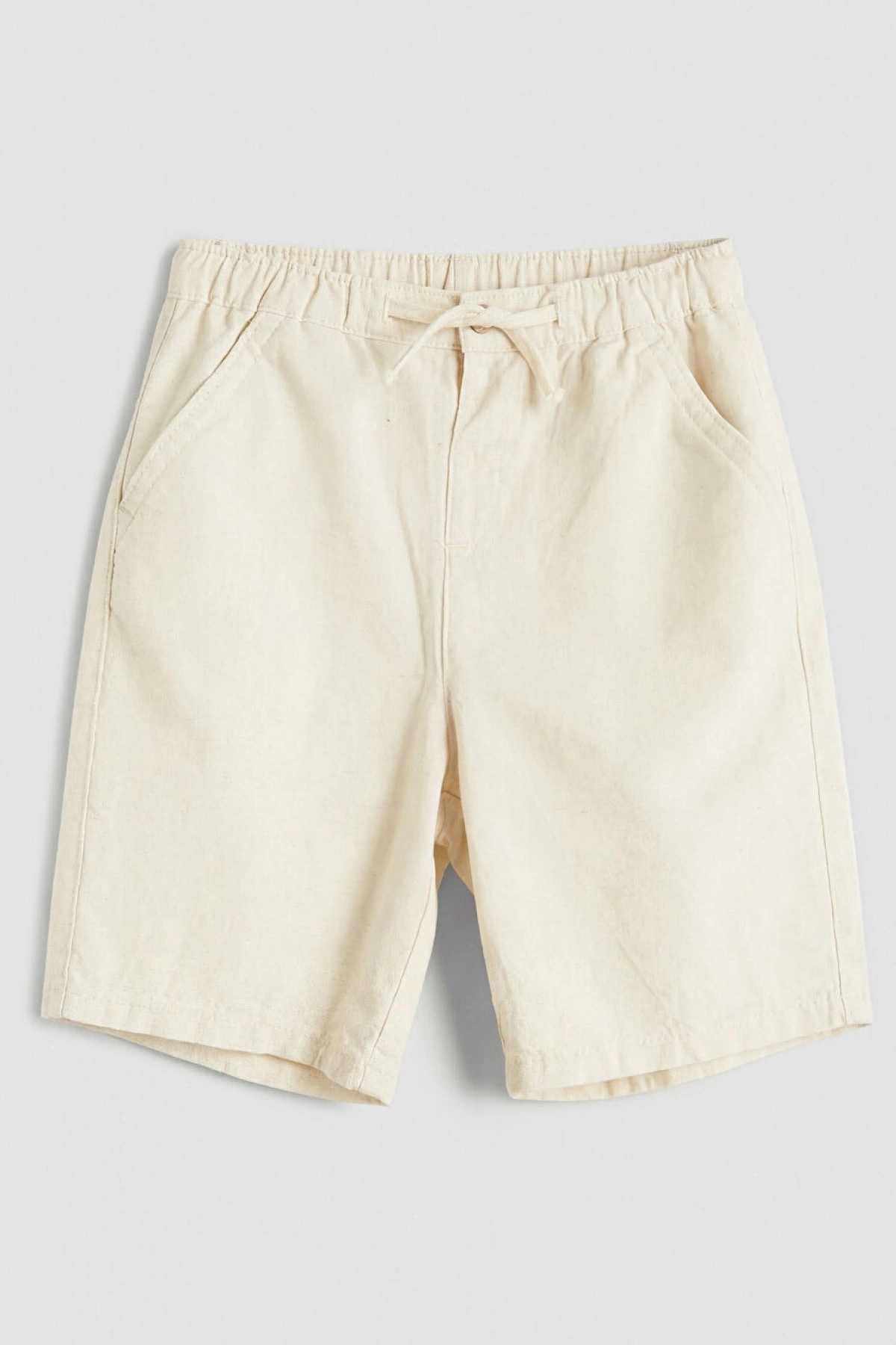 LCW Kids Bej Beli Lastikli Keten Karışımlı Erkek Çocuk Şort