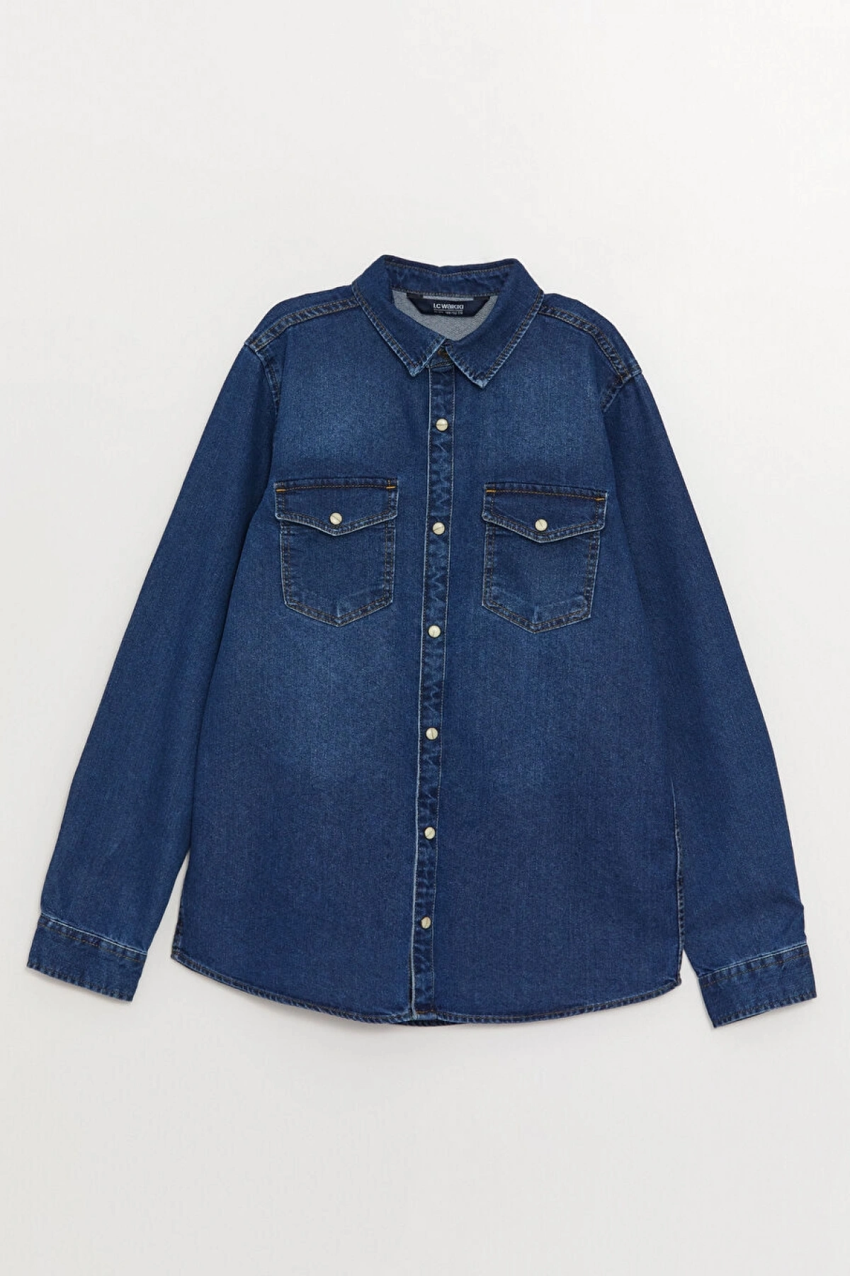 LCW Kids Indigo Basic Uzun Kollu Erkek Çocuk Jean Gömlek