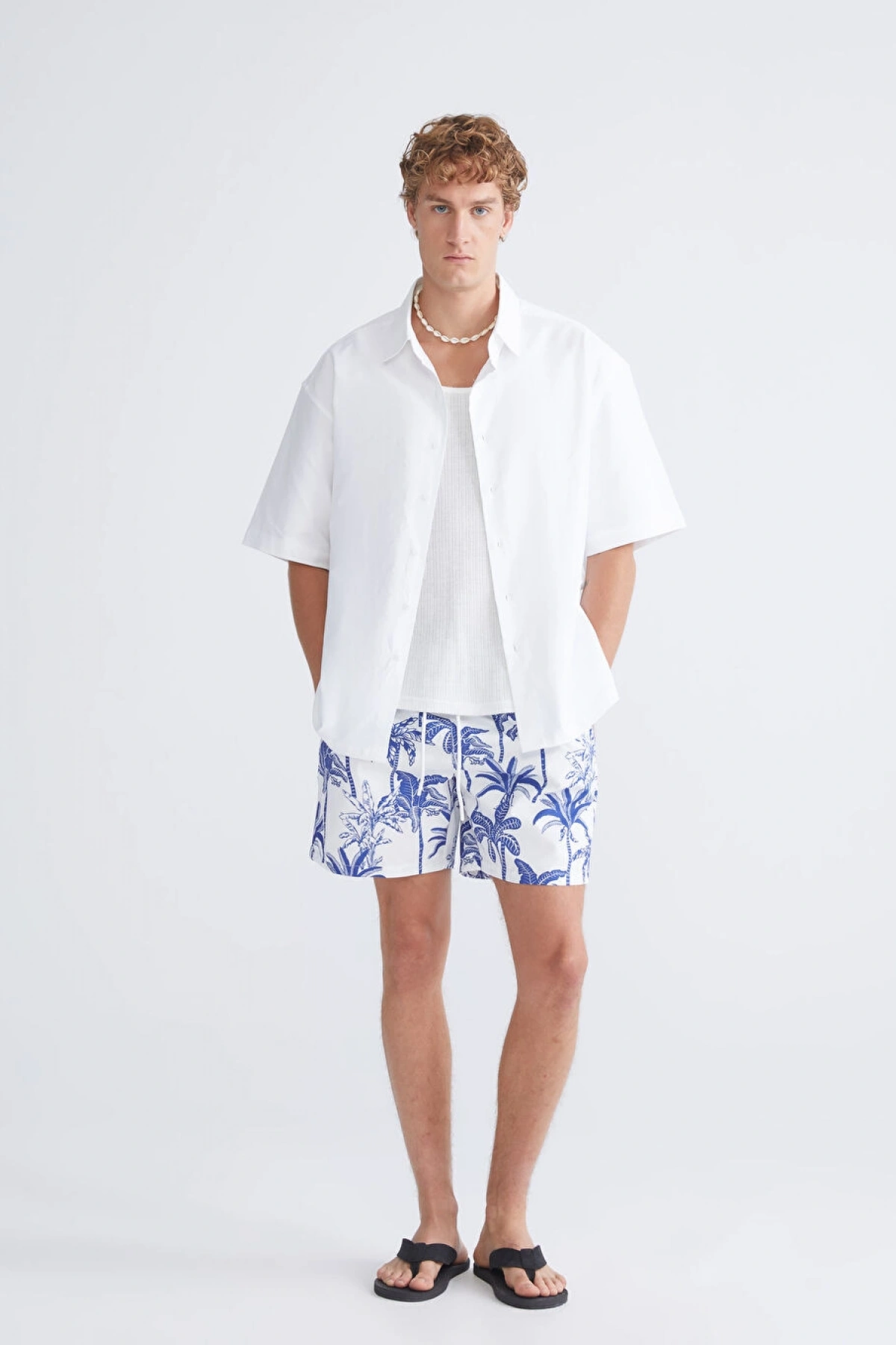 XSIDE Lacivert Kısa Boy Desenli Erkek Deniz Şortu