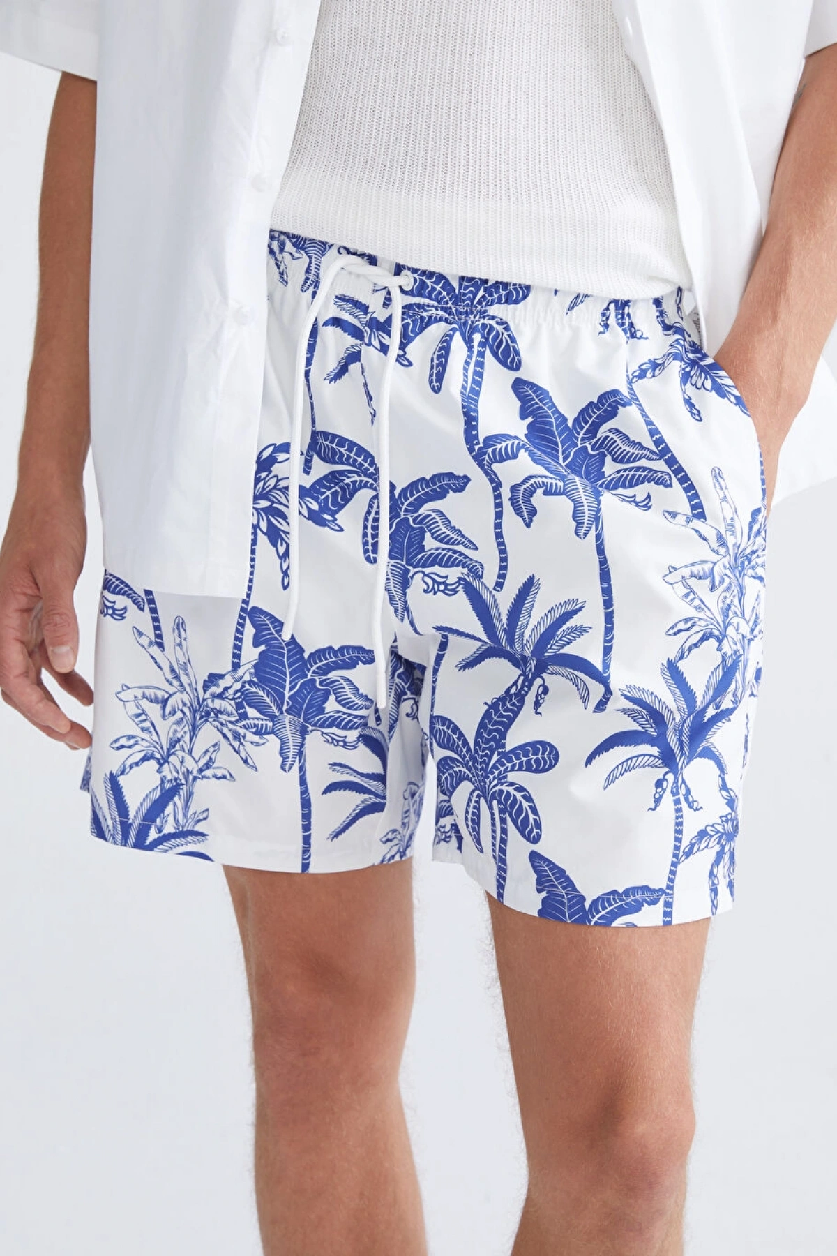 XSIDE Lacivert Kısa Boy Desenli Erkek Deniz Şortu