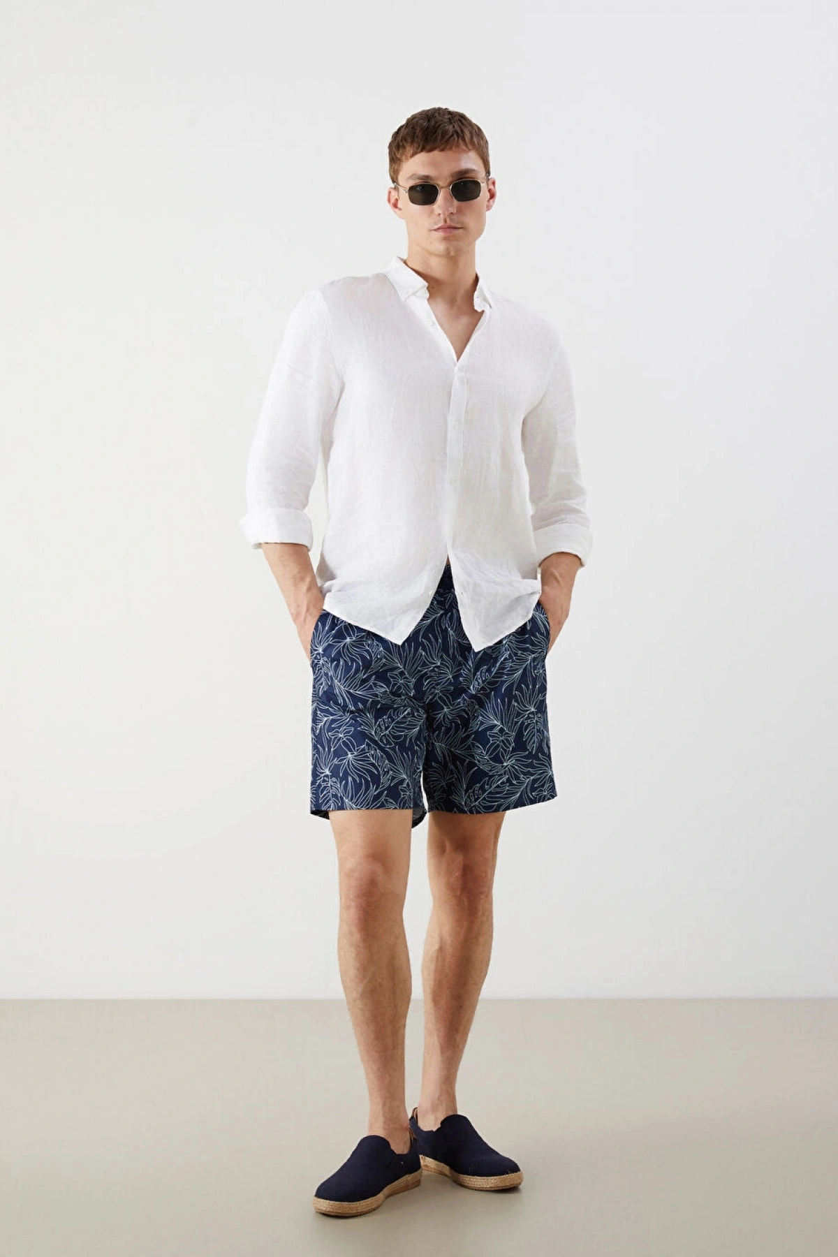 SOUTHBLUE Diz Hizası Boy Desenli Erkek Deniz Şortu