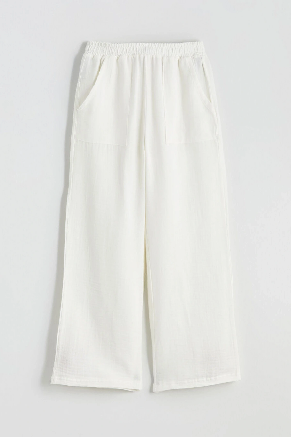 LCW Kids Ekru Beli Lastikli Müslin Kız Çocuk Pantolon