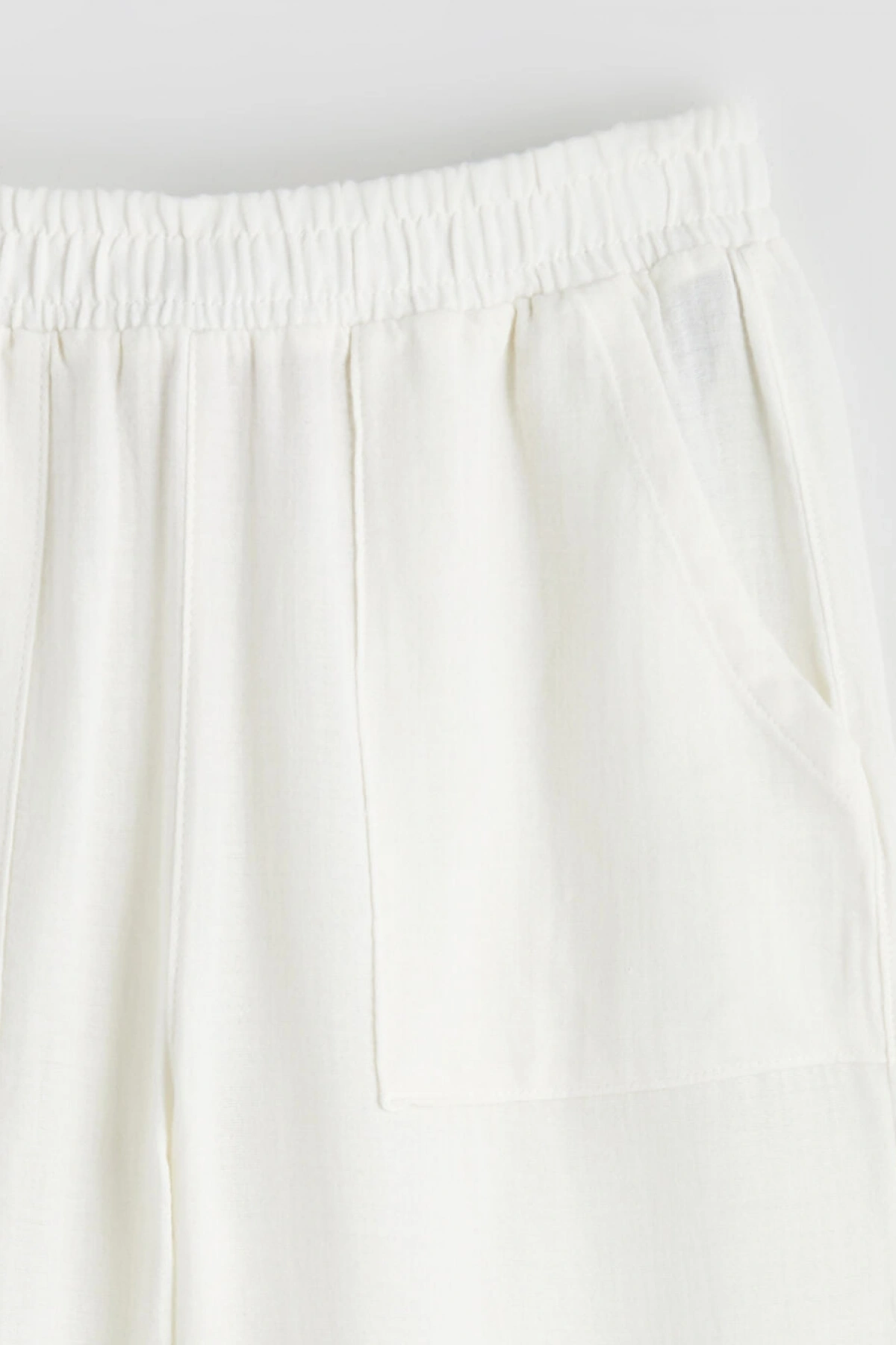 LCW Kids Ekru Beli Lastikli Müslin Kız Çocuk Pantolon