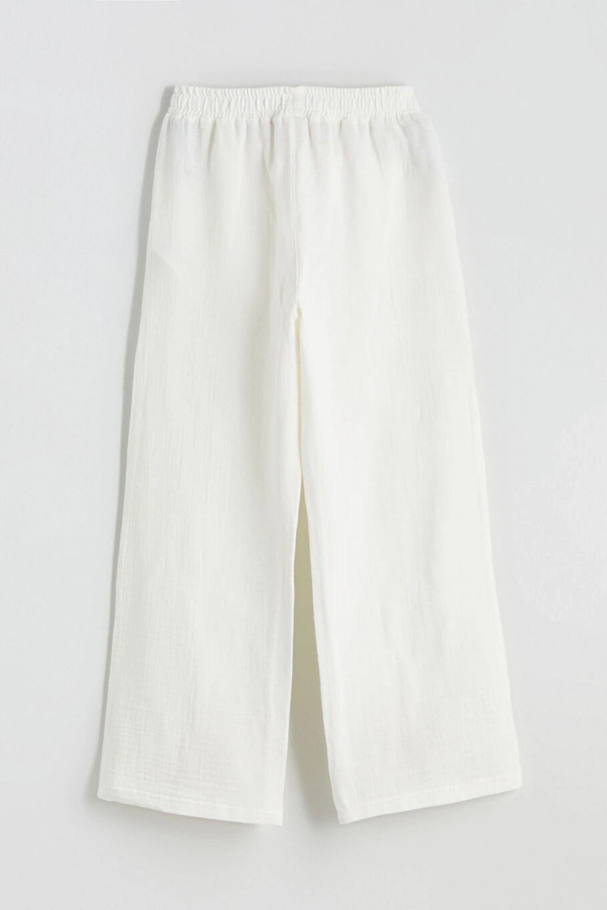 LCW Kids Ekru Beli Lastikli Müslin Kız Çocuk Pantolon