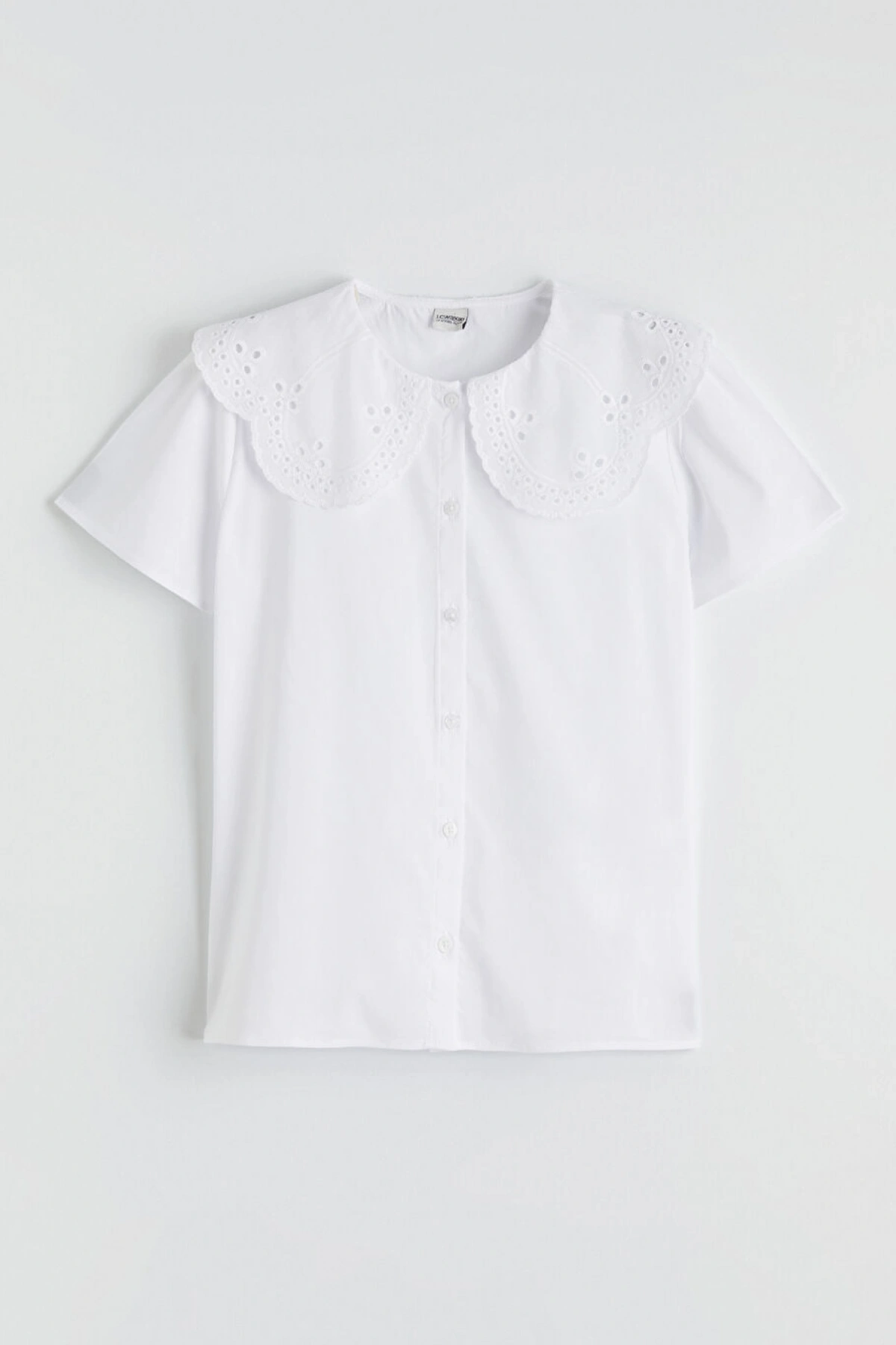 LCW Kids Beyaz Bebe Yaka Kız Çocuk Poplin Gömlek