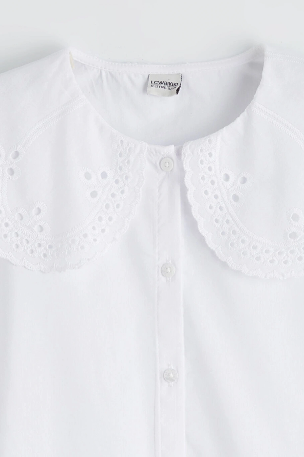 LCW Kids Beyaz Bebe Yaka Kız Çocuk Poplin Gömlek