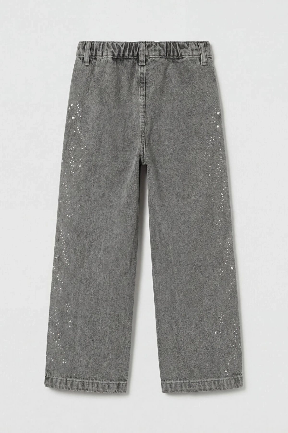 LCW Kids Gri Taş Işlemeli Kız Çocuk Jean Pantolon