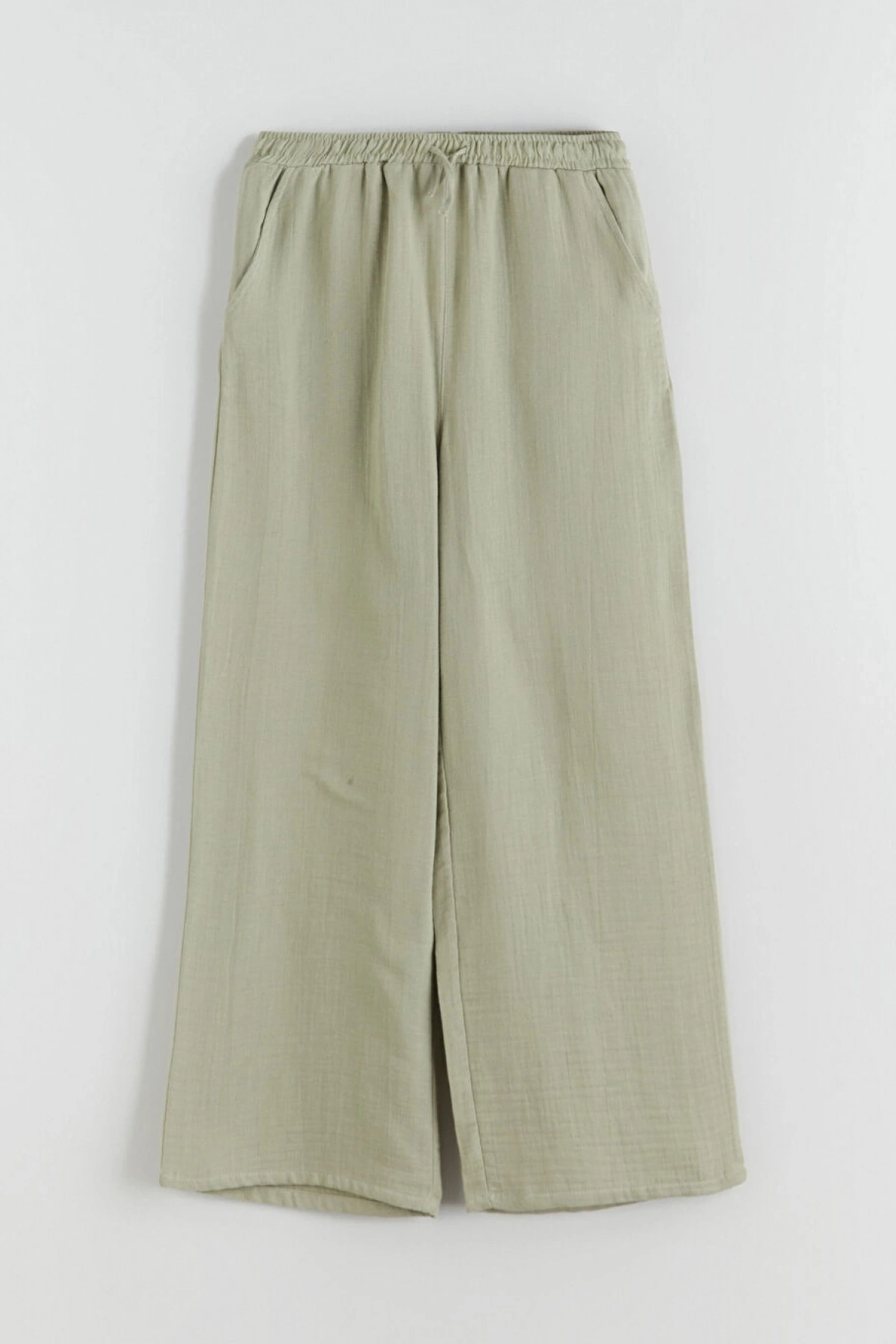 LCW Kids Haki Beli Lastikli Müslin Kız Çocuk Pantolon