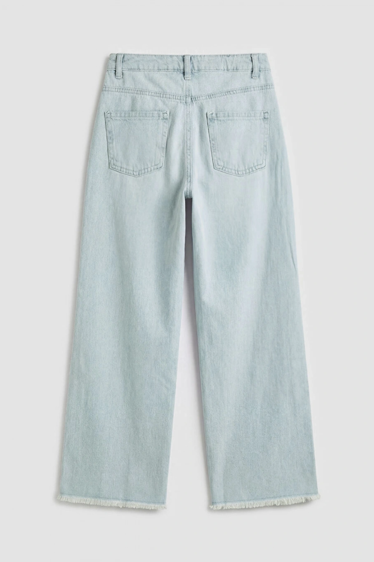 LCW Kids Mavi Wideleg Yırtık Detaylı Kız Çocuk Jean Pantolon