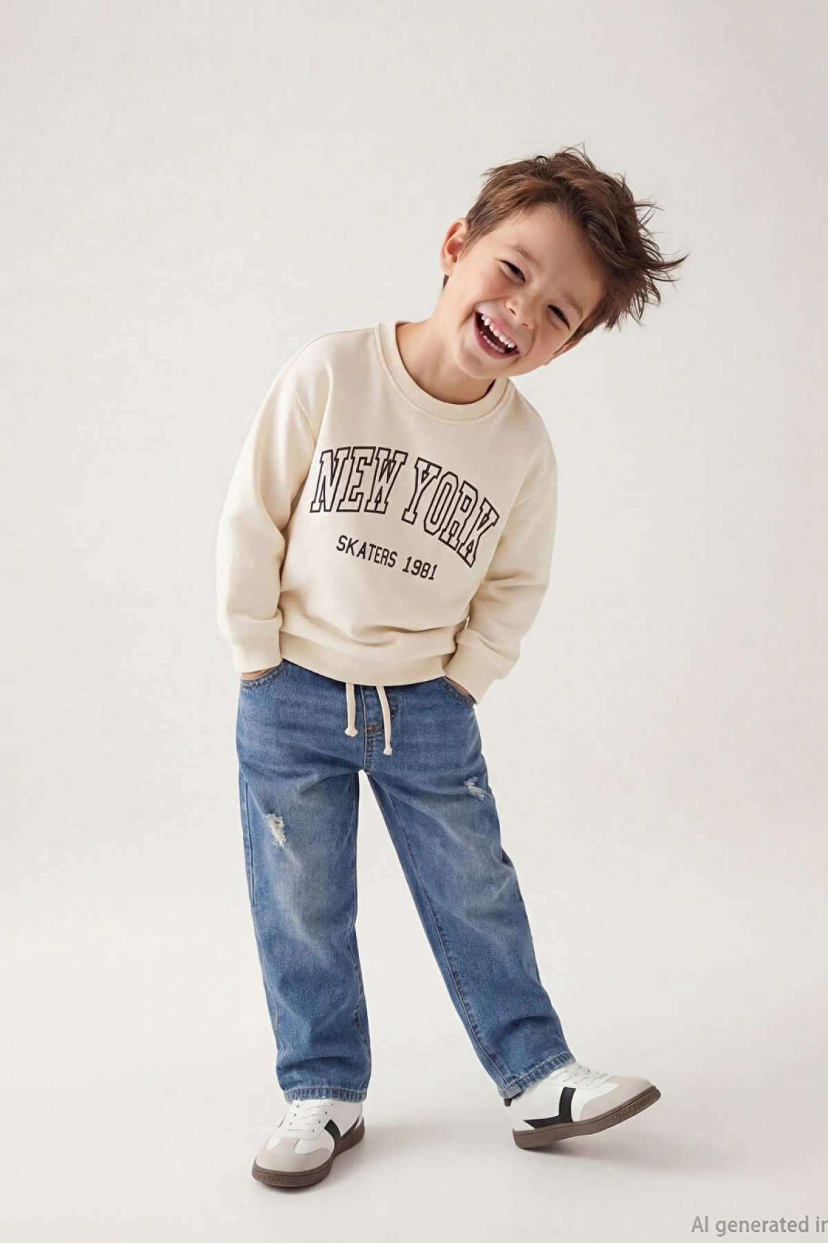 LCW Kids Indigo Regular Fit Erkek Bebek Bağcıklı Jean Pantolon