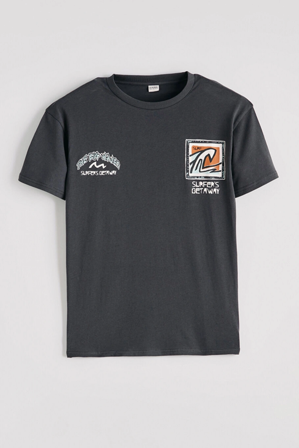 LCW Kids Antrasit Baskılı Erkek Çocuk Tişört