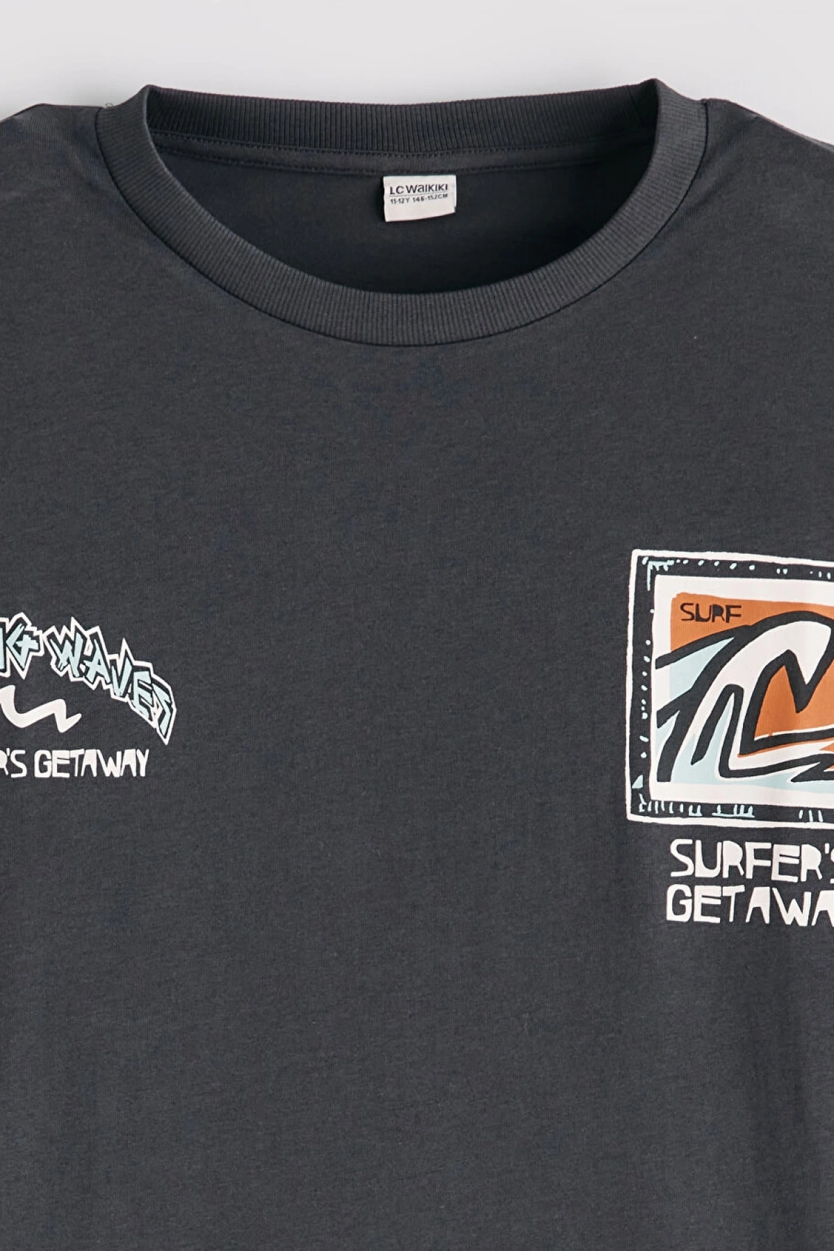 LCW Kids Antrasit Baskılı Erkek Çocuk Tişört
