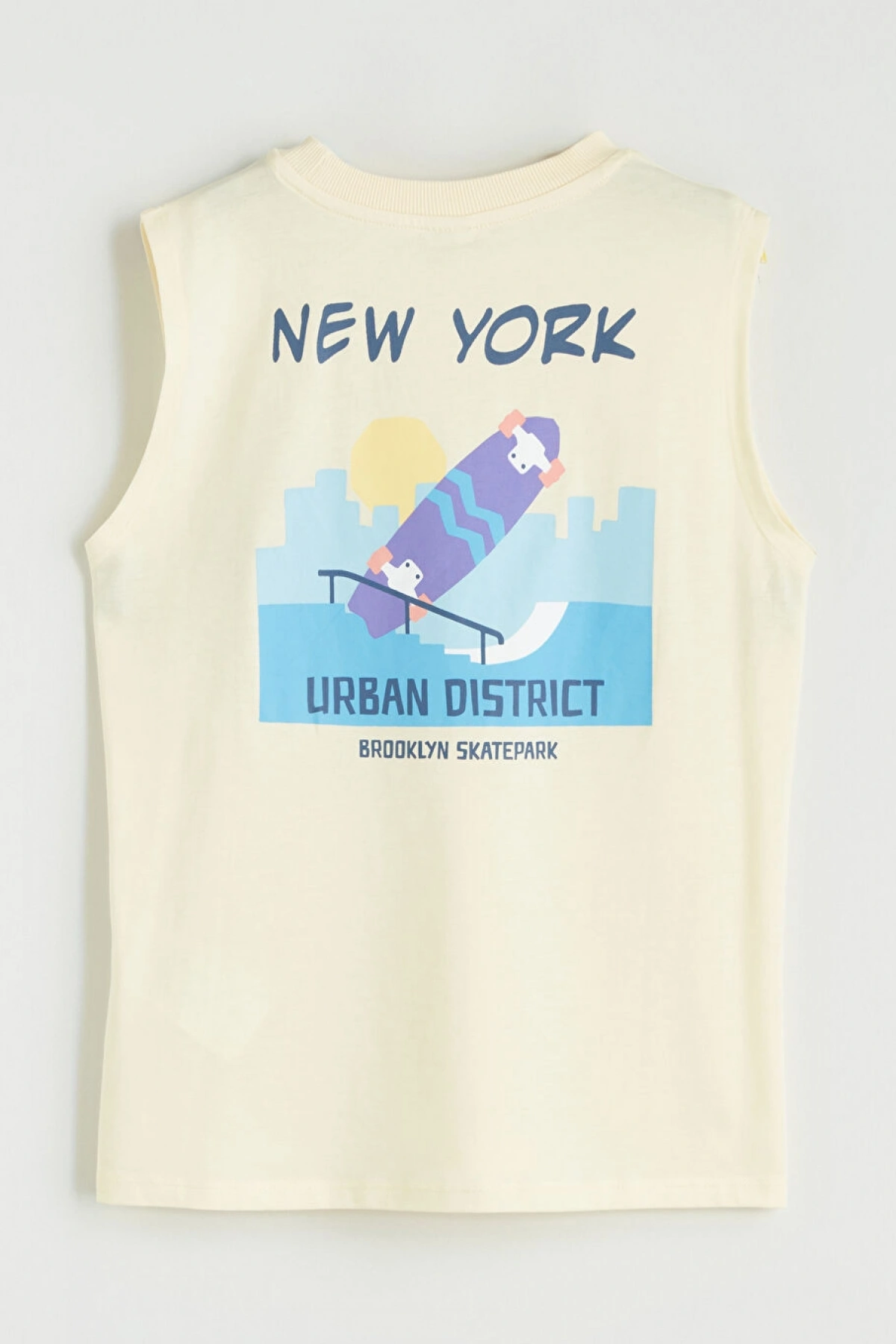 LCW Kids Sarı Bisiklet Yaka New York Baskılı Erkek Çocuk Atlet