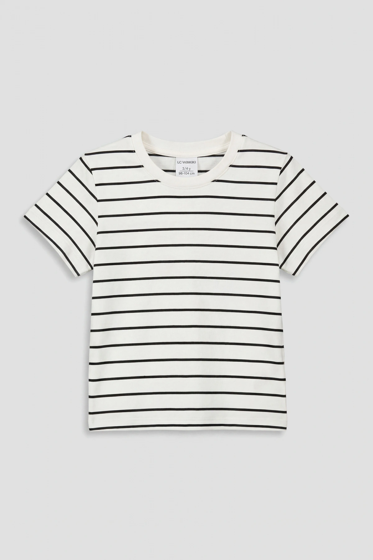 LCW baby Ekru Çizgili Erkek Bebek Tişört Ve Şort