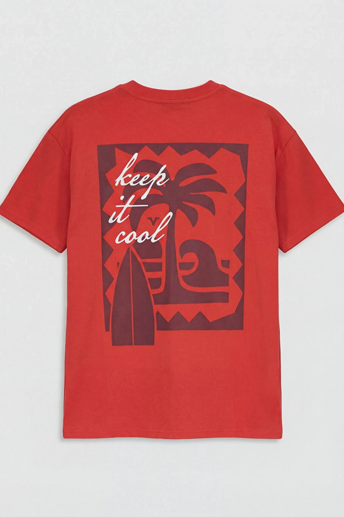 LCW Kids Kırmızı Bisiklet Yaka Baskılı Erkek Çocuk Tişört