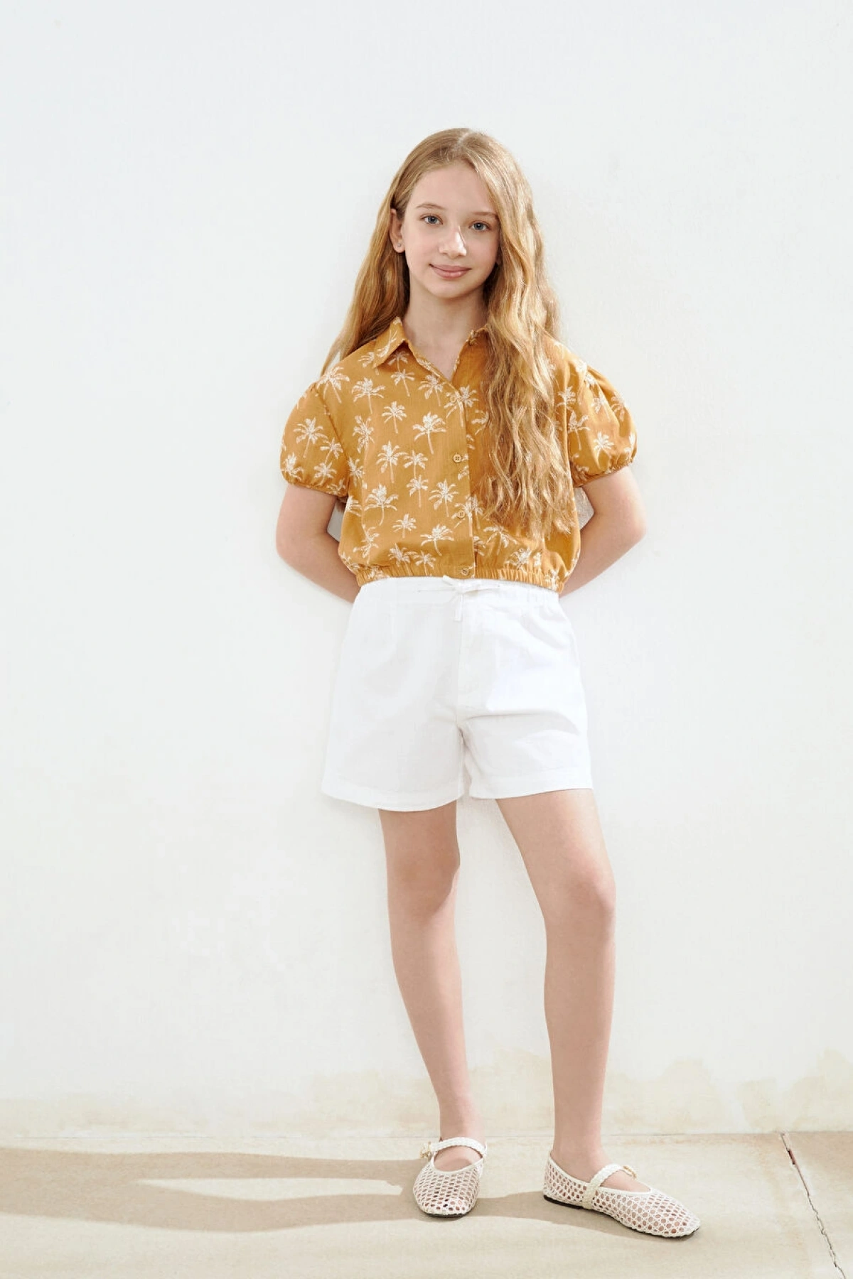 LCW Kids Beyaz Beli Lastikli Kız Çocuk Şort