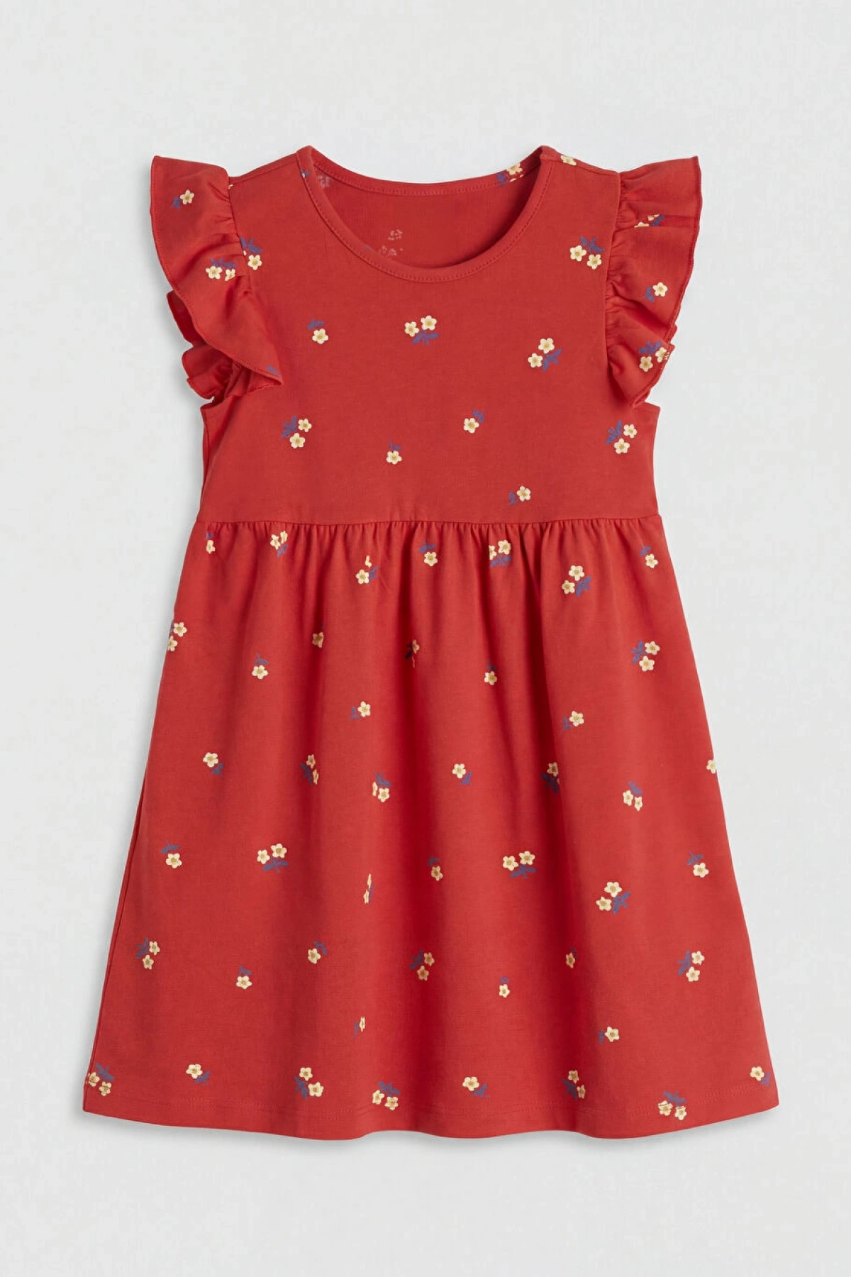 LCW Kids Kırmızı Çiçek Desenli Kız Çocuk Elbise