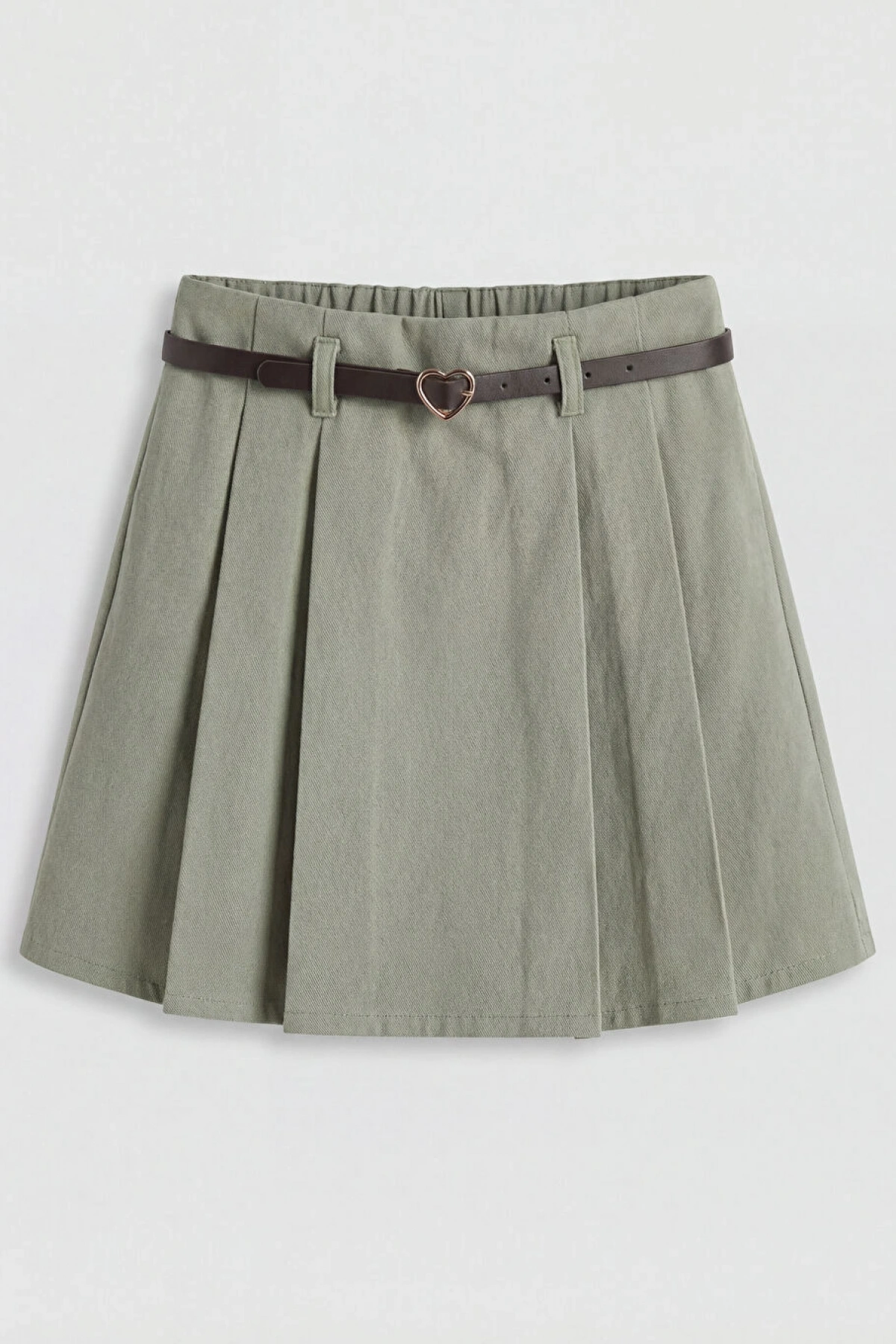 LCW Kids Haki Pileli Kız Çocuk Şort Etek