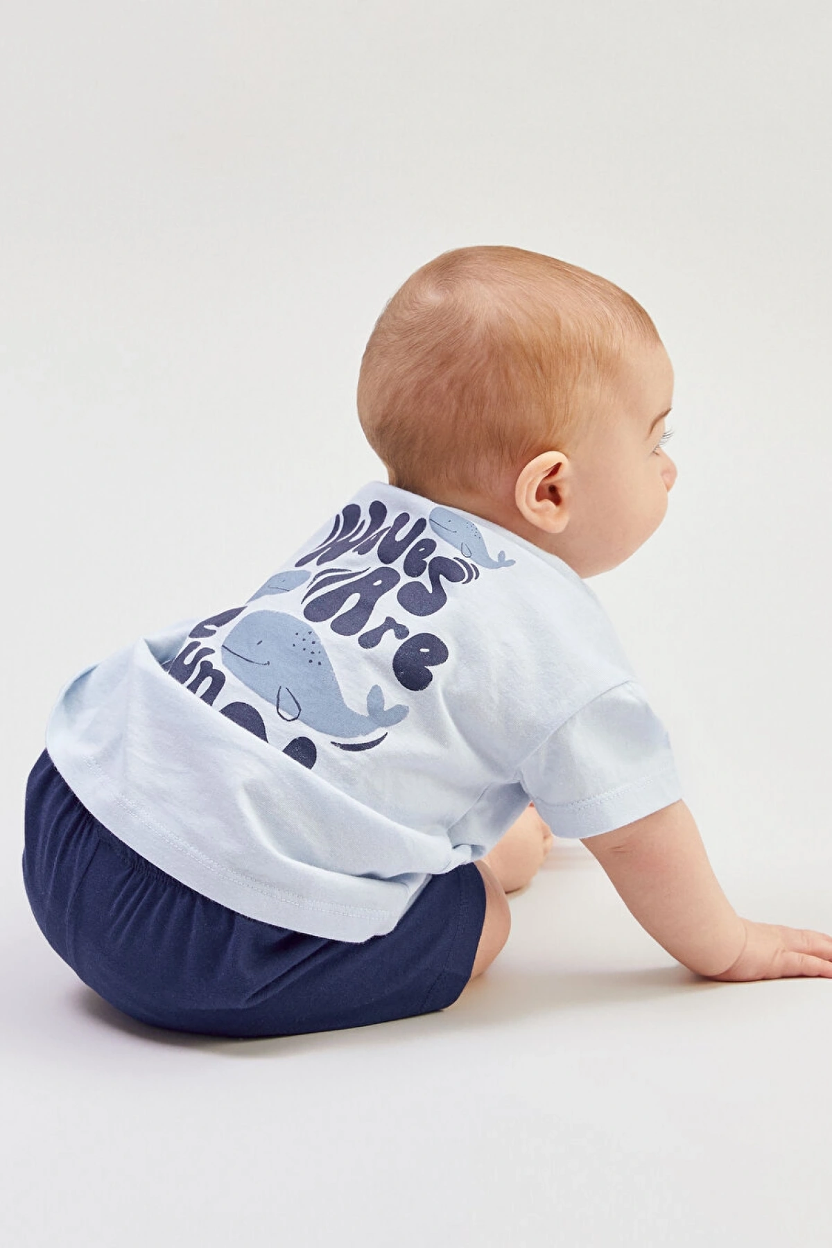 LCW baby Mavi Baskılı Erkek Bebek Şortlu Pijama Takımı