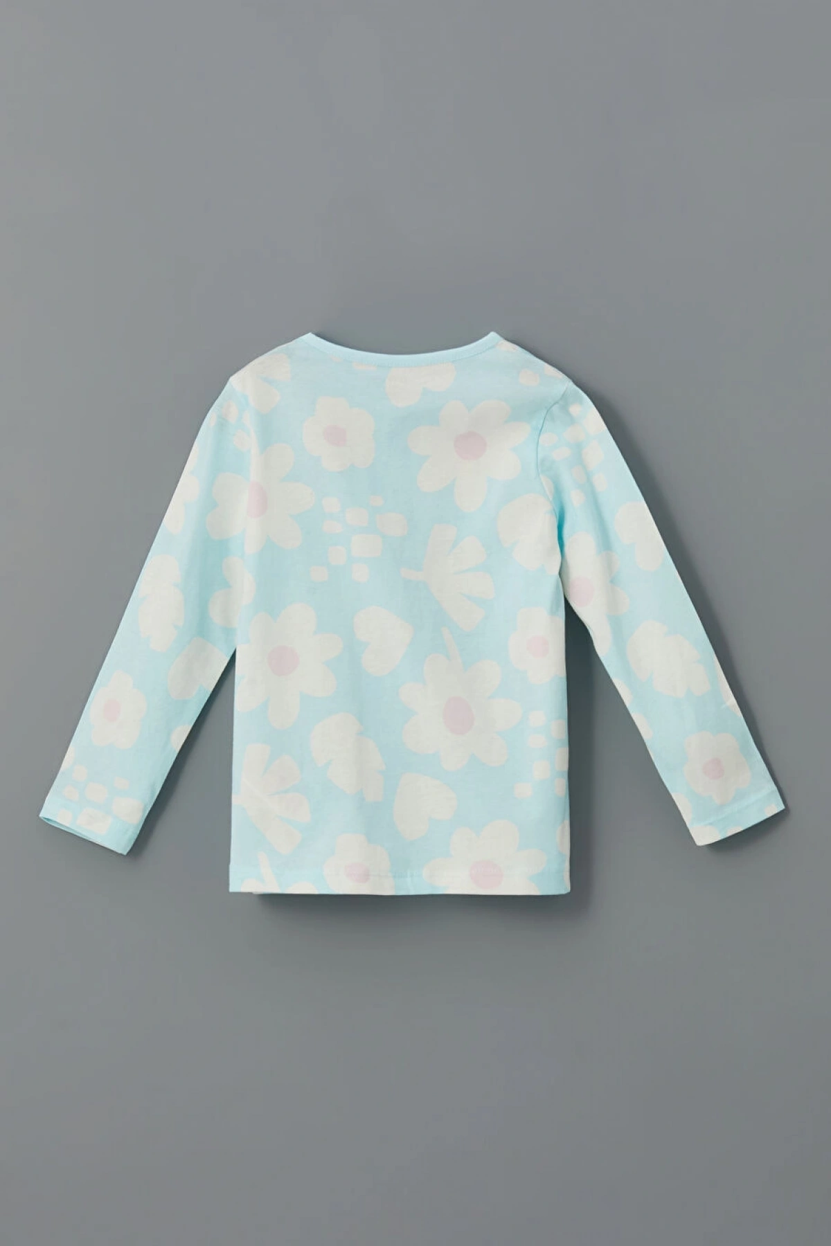 LCW baby Ekru Bisiklet Yaka Çiçekli Kız Bebek Pijama Takım 2li