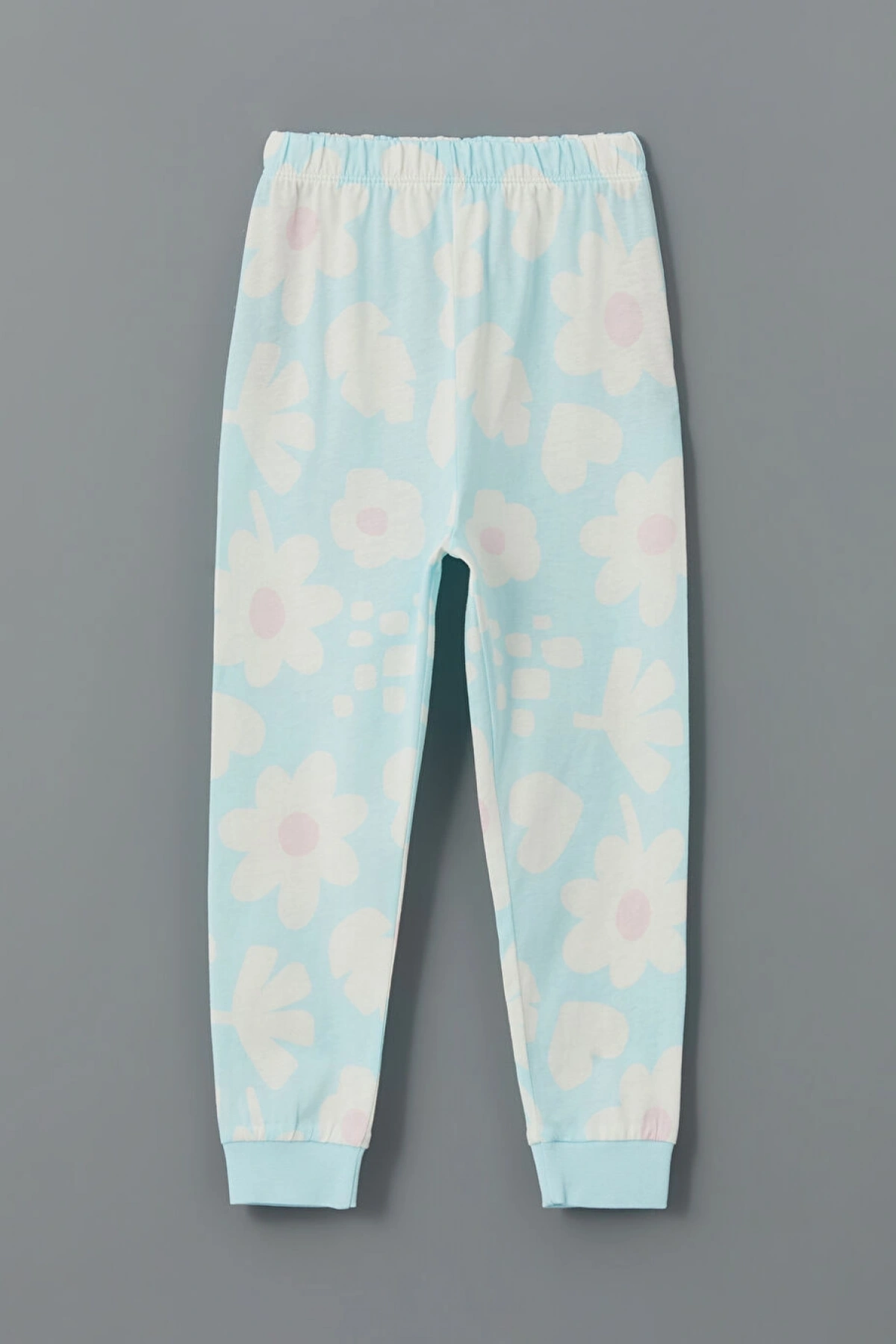 LCW baby Ekru Bisiklet Yaka Çiçekli Kız Bebek Pijama Takım 2li