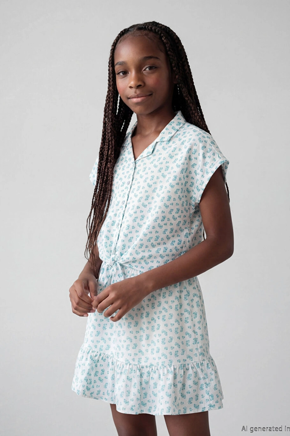 LCW Kids Yeşil Çiçekli Kız Çocuk Gömlek