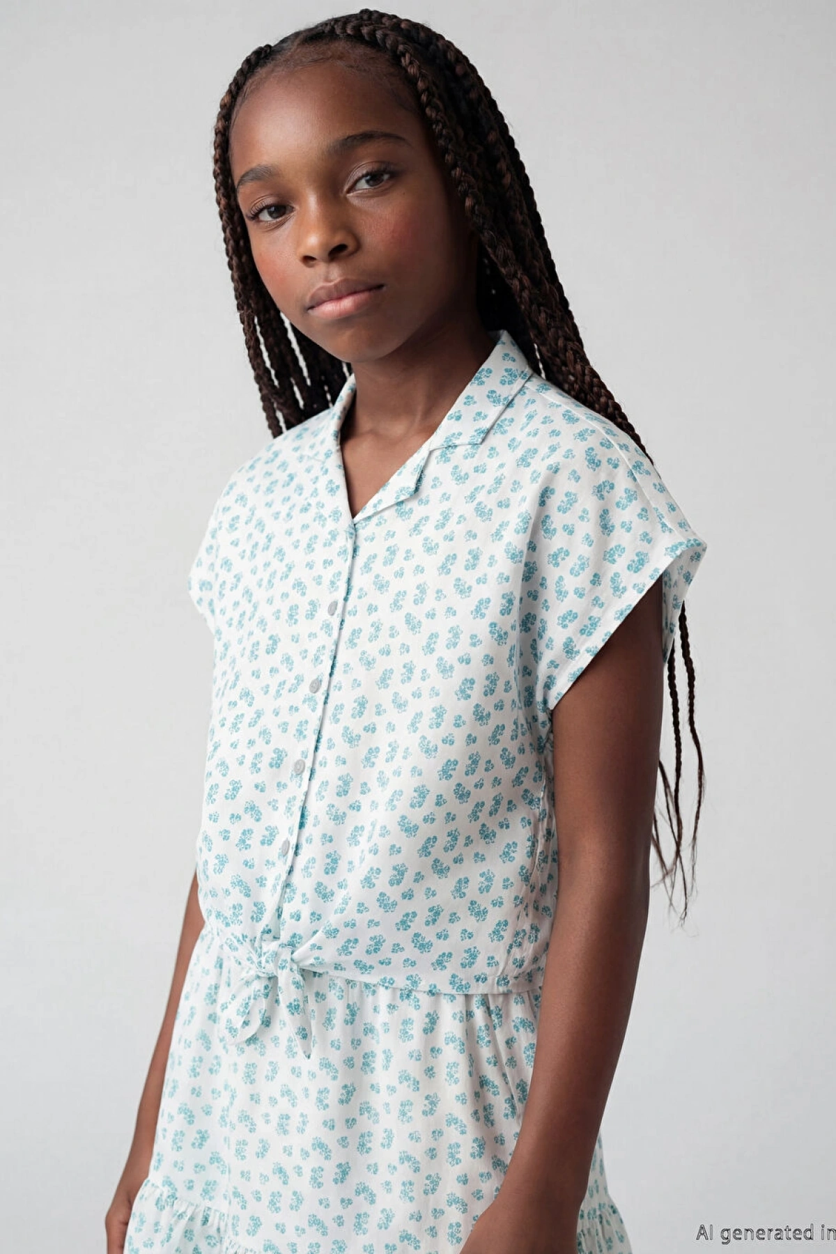 LCW Kids Yeşil Çiçekli Kız Çocuk Gömlek