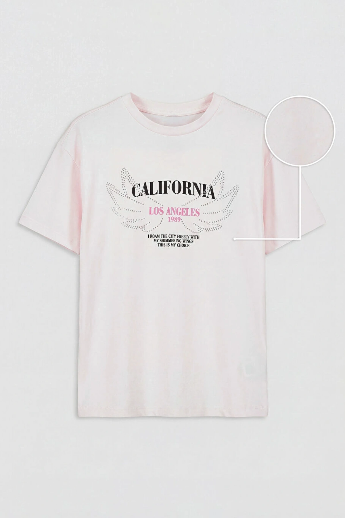 LCW Kids Pembe Taşlı California Baskılı Kız Çocuk Tişört