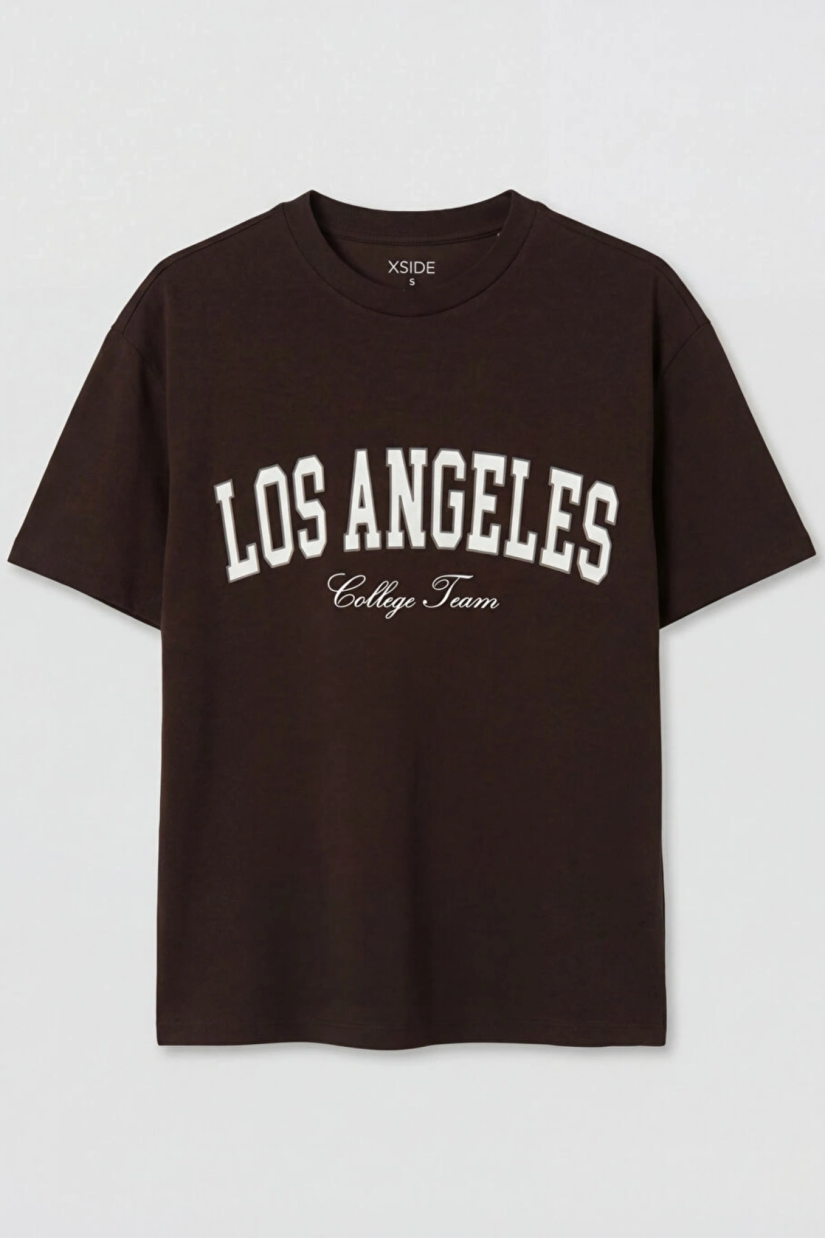 XSIDE Kahverengi Los Angeles Baskılı Soft Touch Kadın Tişört