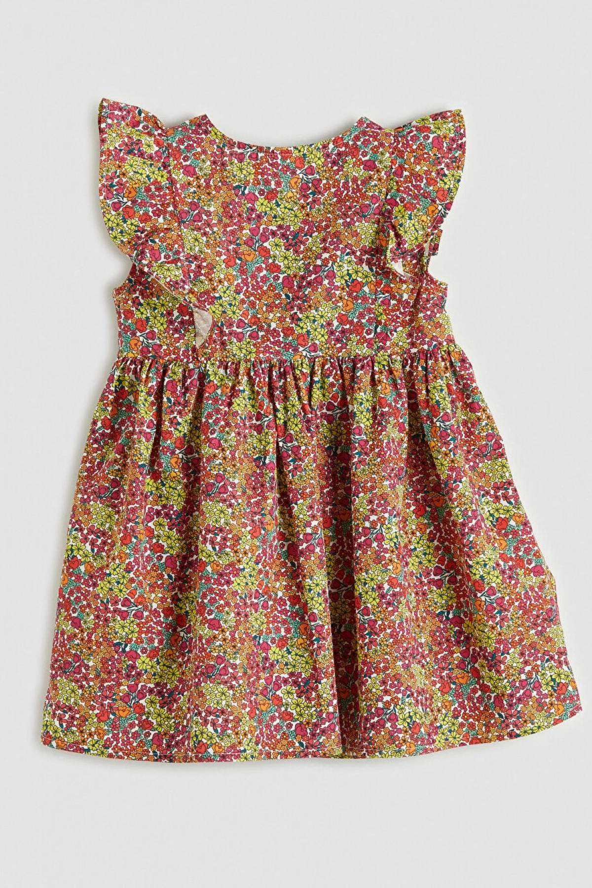 LCW Kids Ekru Fırfırlı Çiçek Desenli Kız Çocuk Elbise