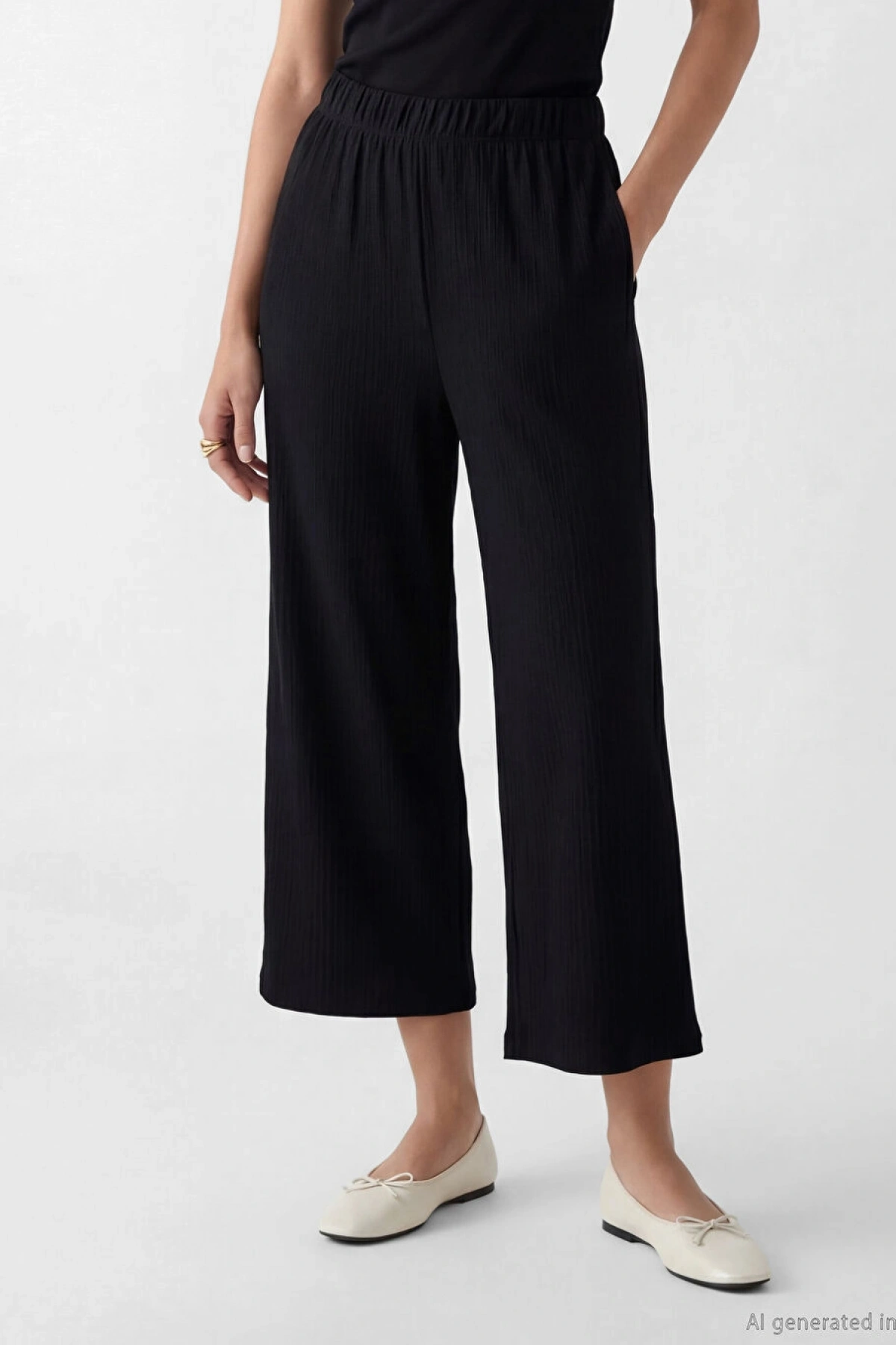 LC WAIKIKI Siyah Beli Lastikli Dokulu Kadın Kapri