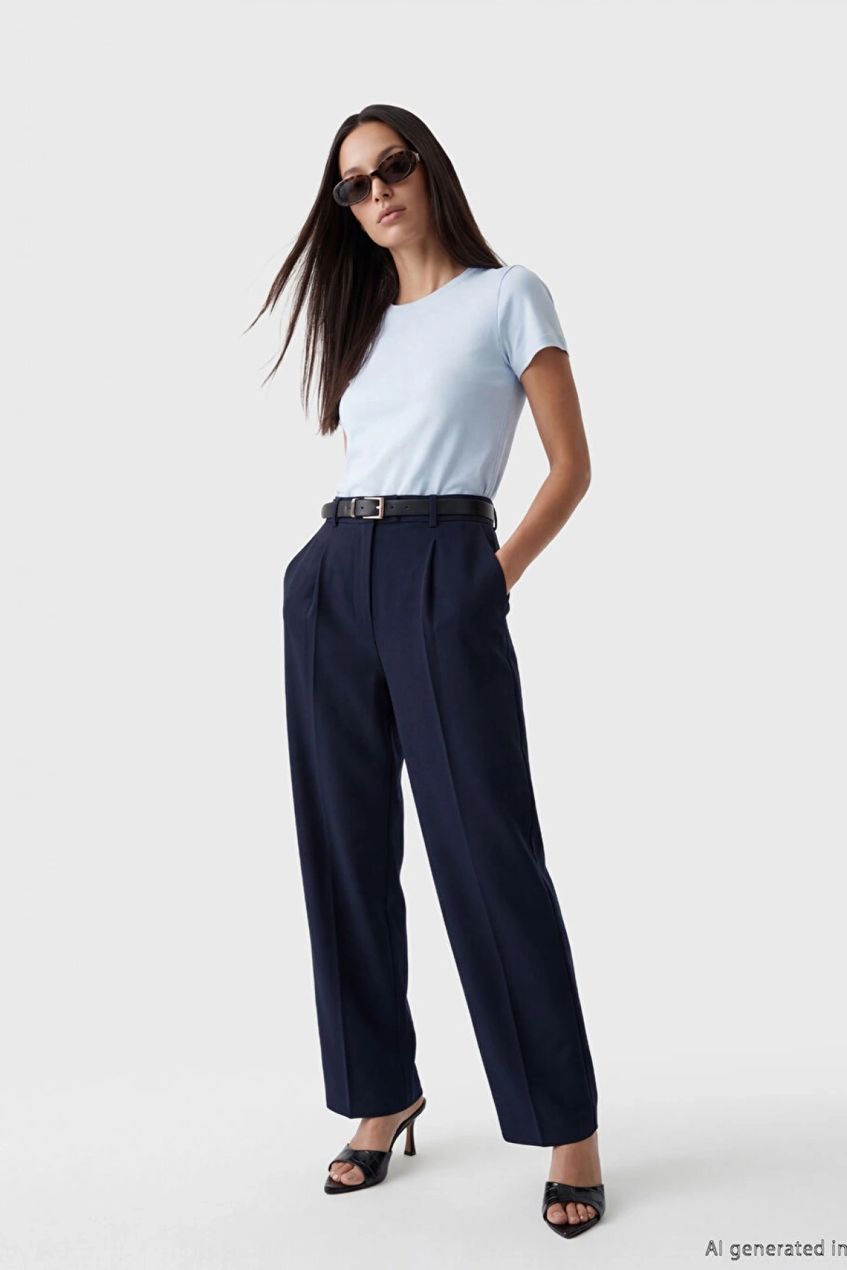 LCW EVERYDAY Mavi Bisiklet Yaka Kadın Tişört