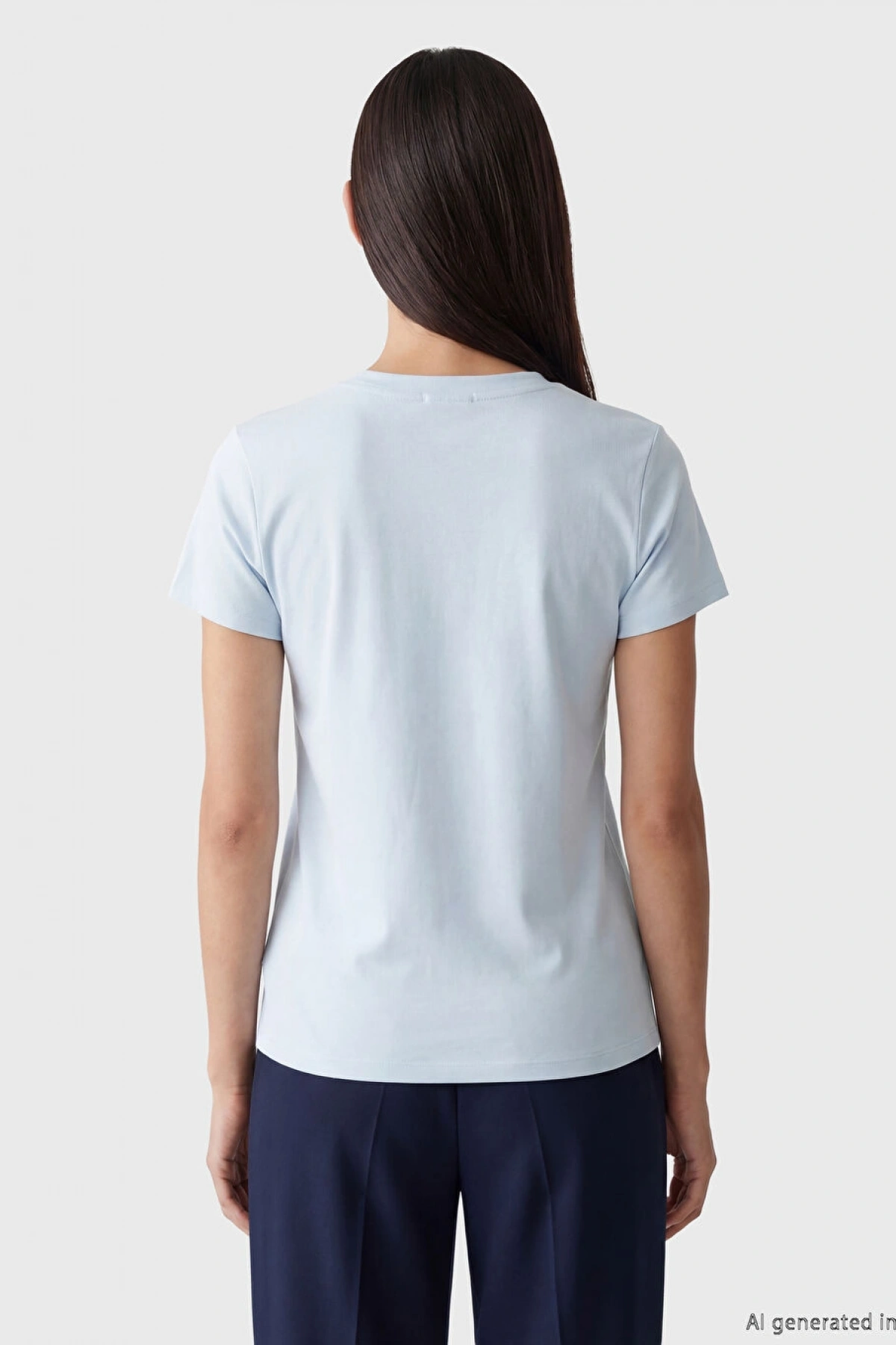 LCW EVERYDAY Mavi Bisiklet Yaka Kadın Tişört