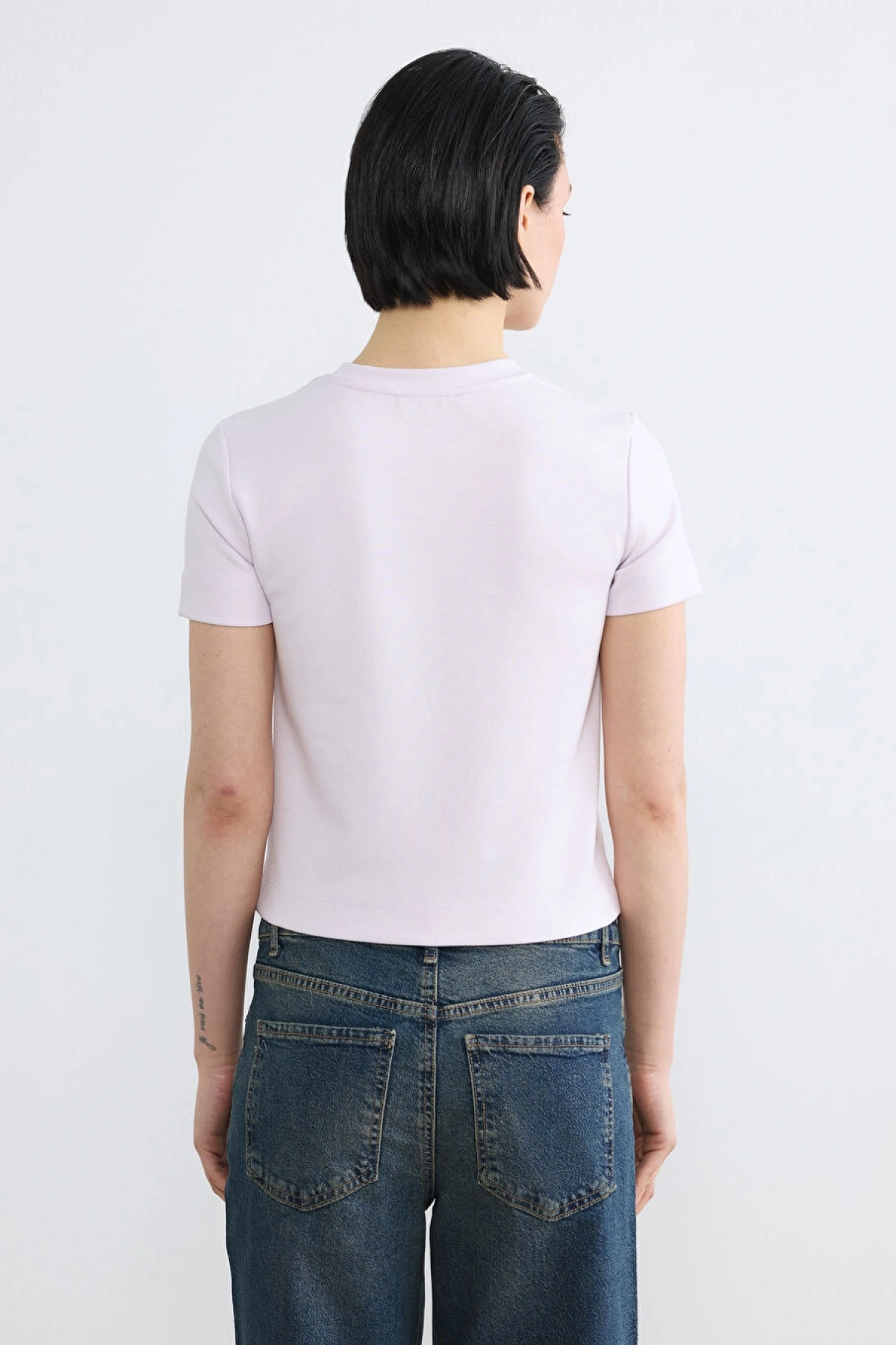 LCW Vision Lila Bisiklet Yaka Kadın Tişört