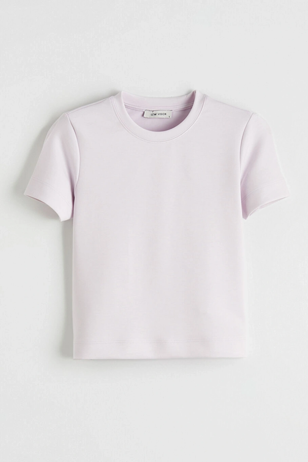 LCW Vision Lila Bisiklet Yaka Kadın Tişört